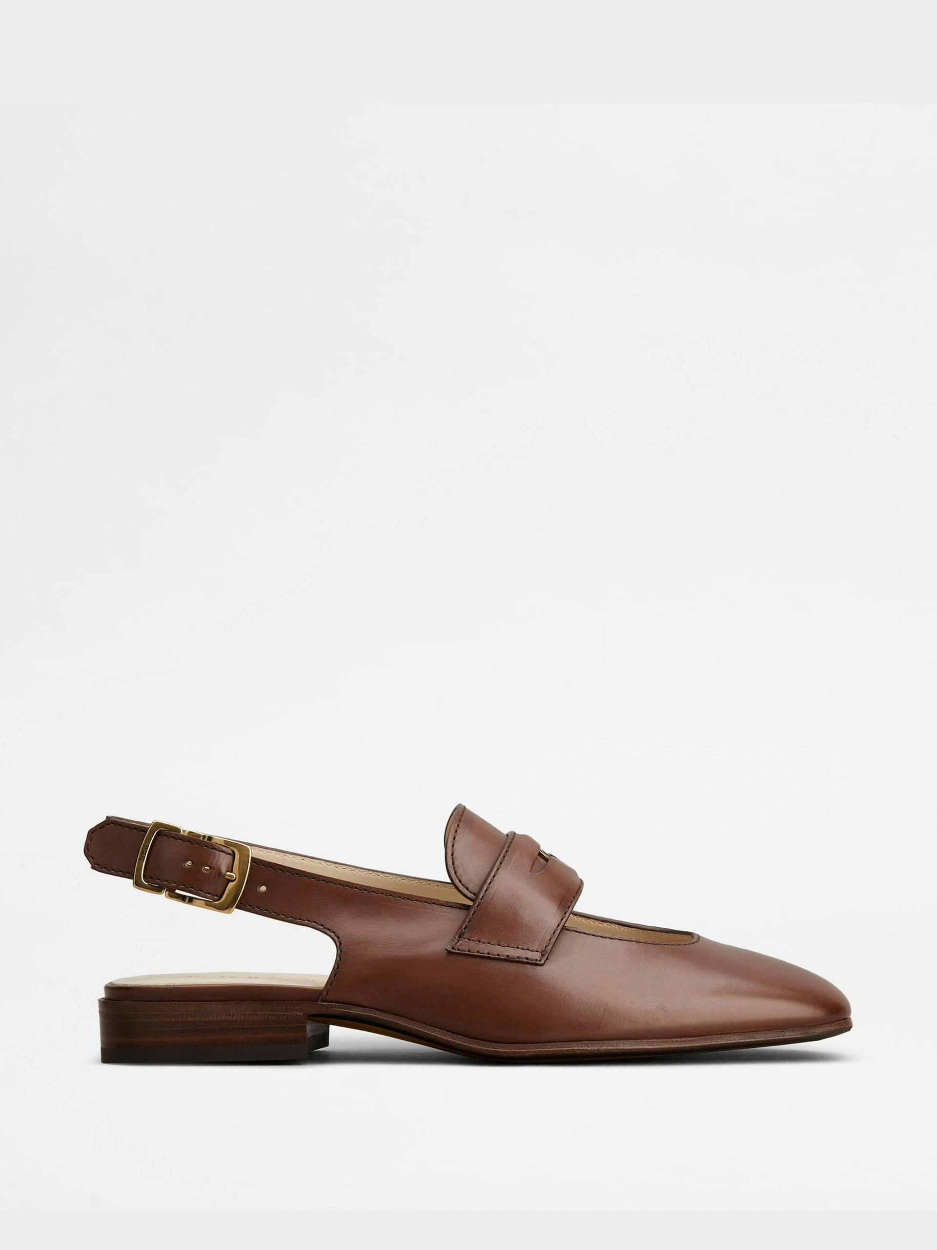 Slingback loafers in leather