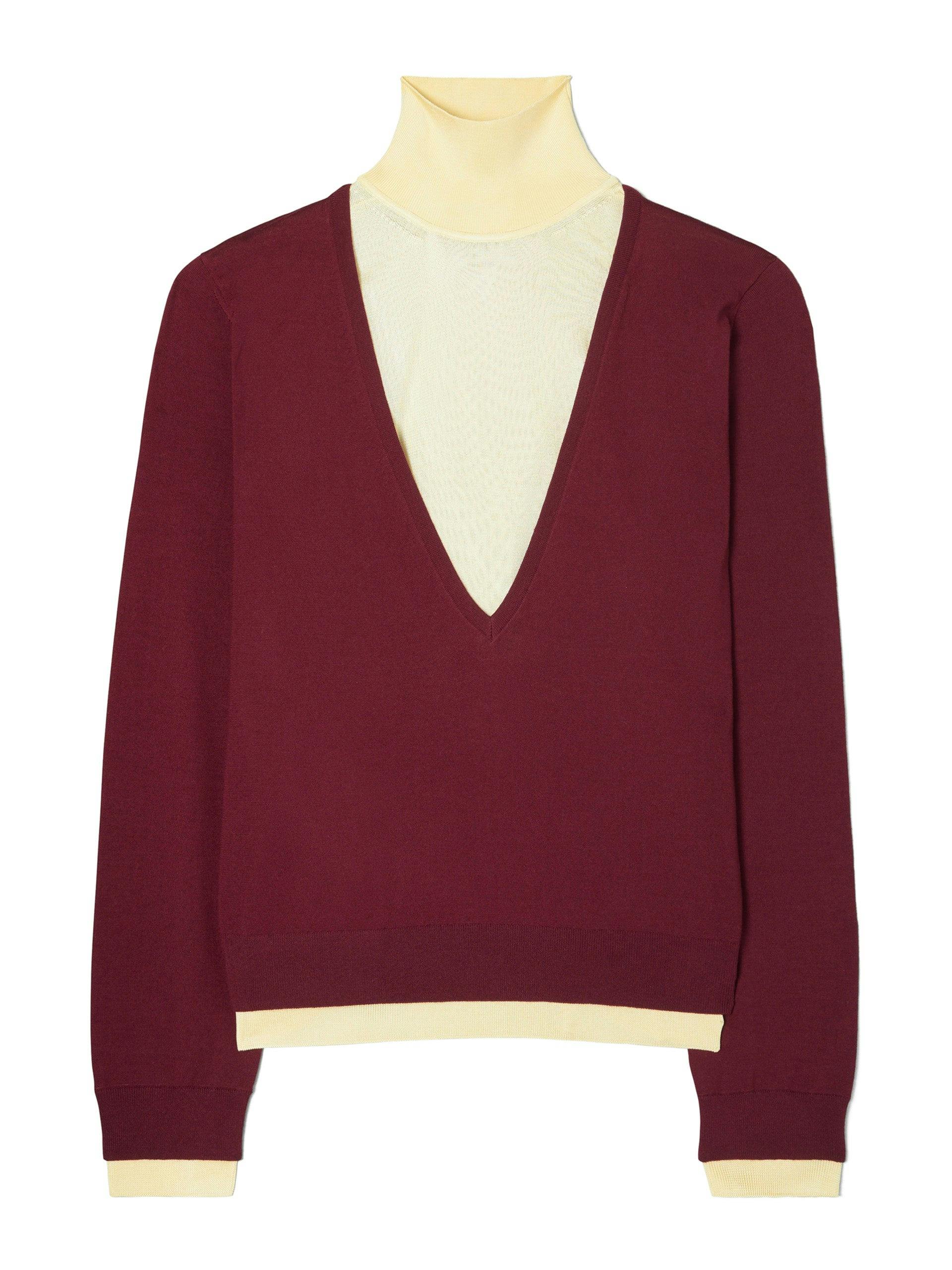 Double layer mock-neck pullover