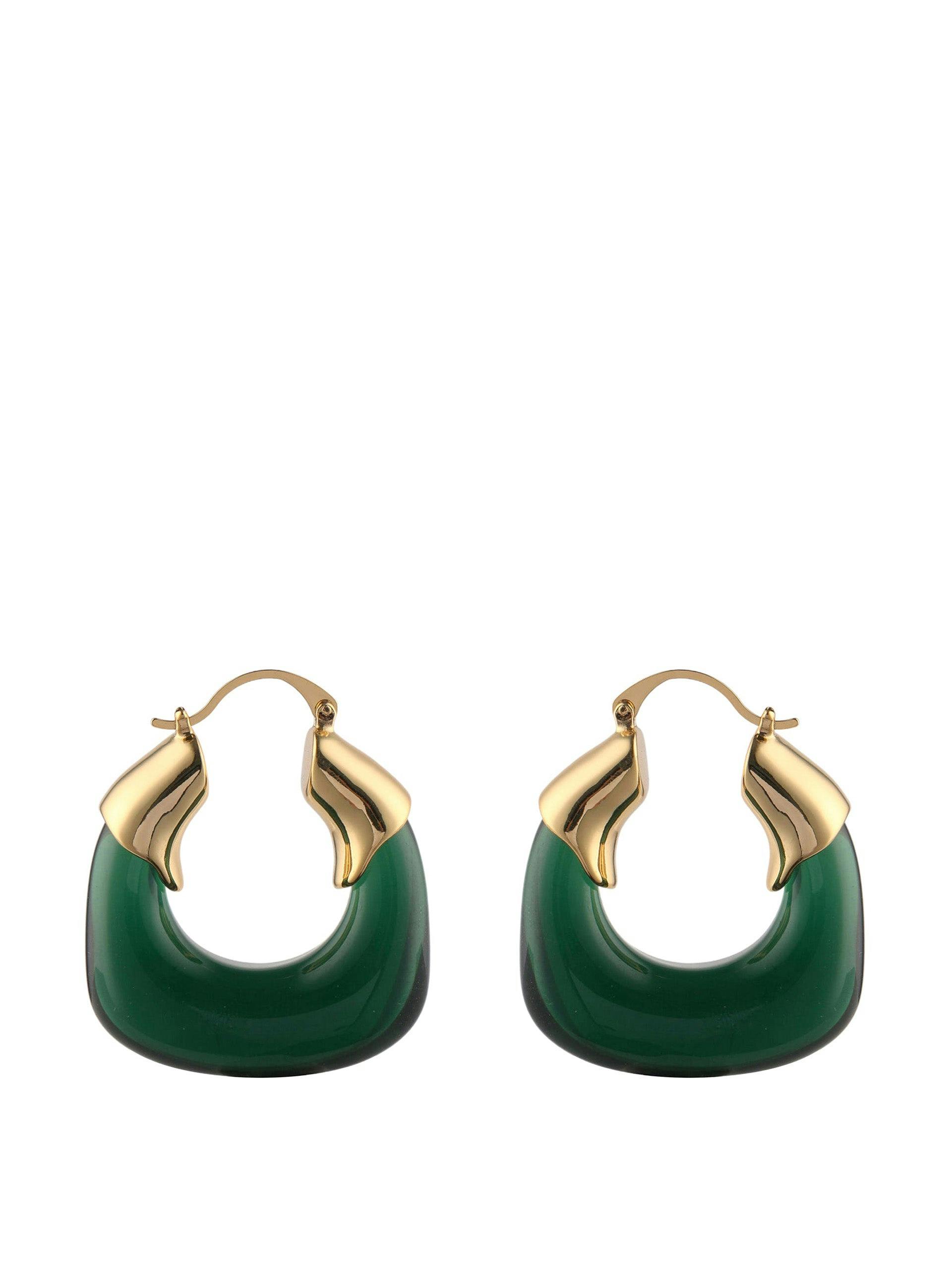 Statement chunky resin hoop earrings in green