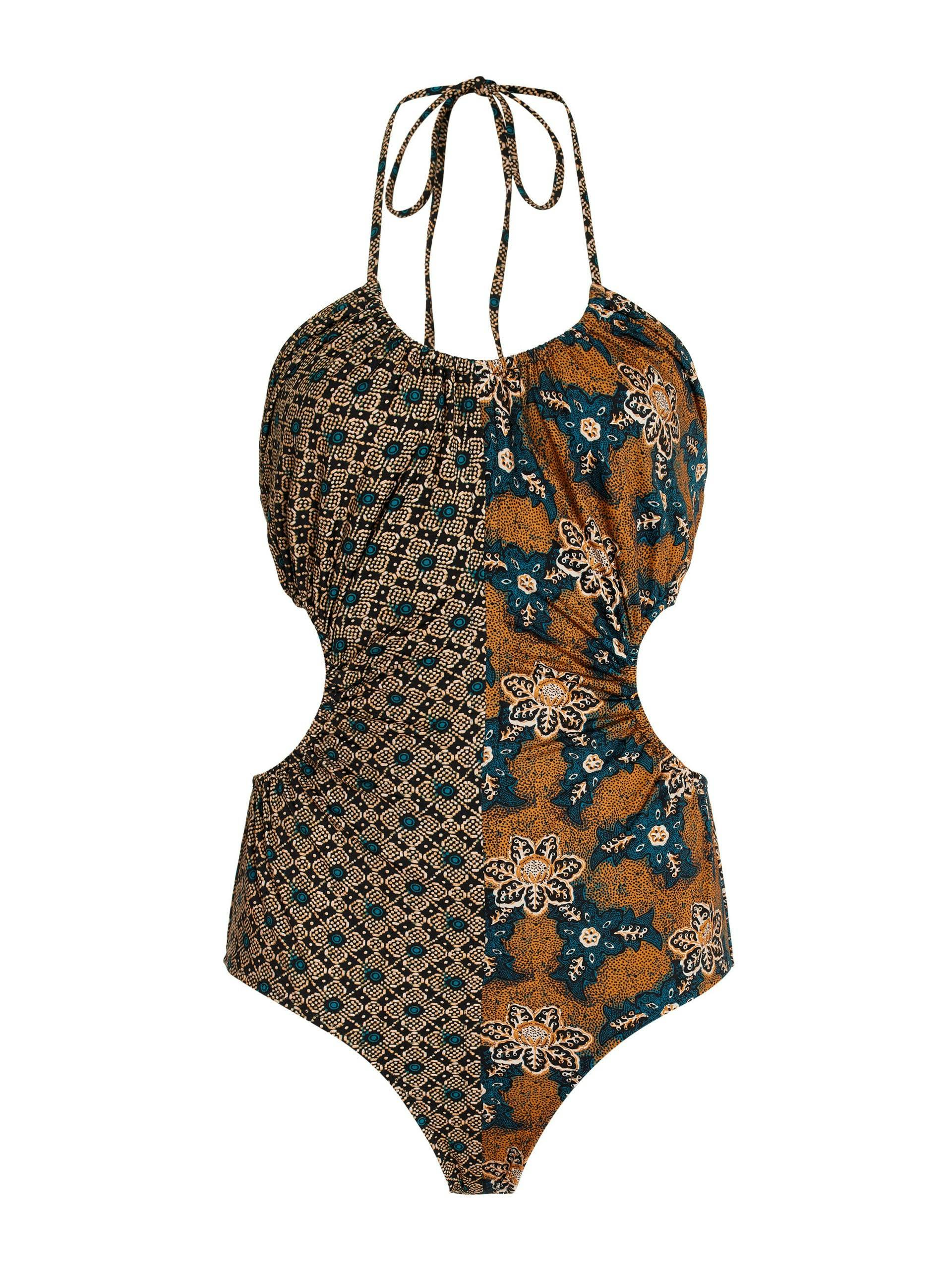 Paisley two-tone printed swimsuit