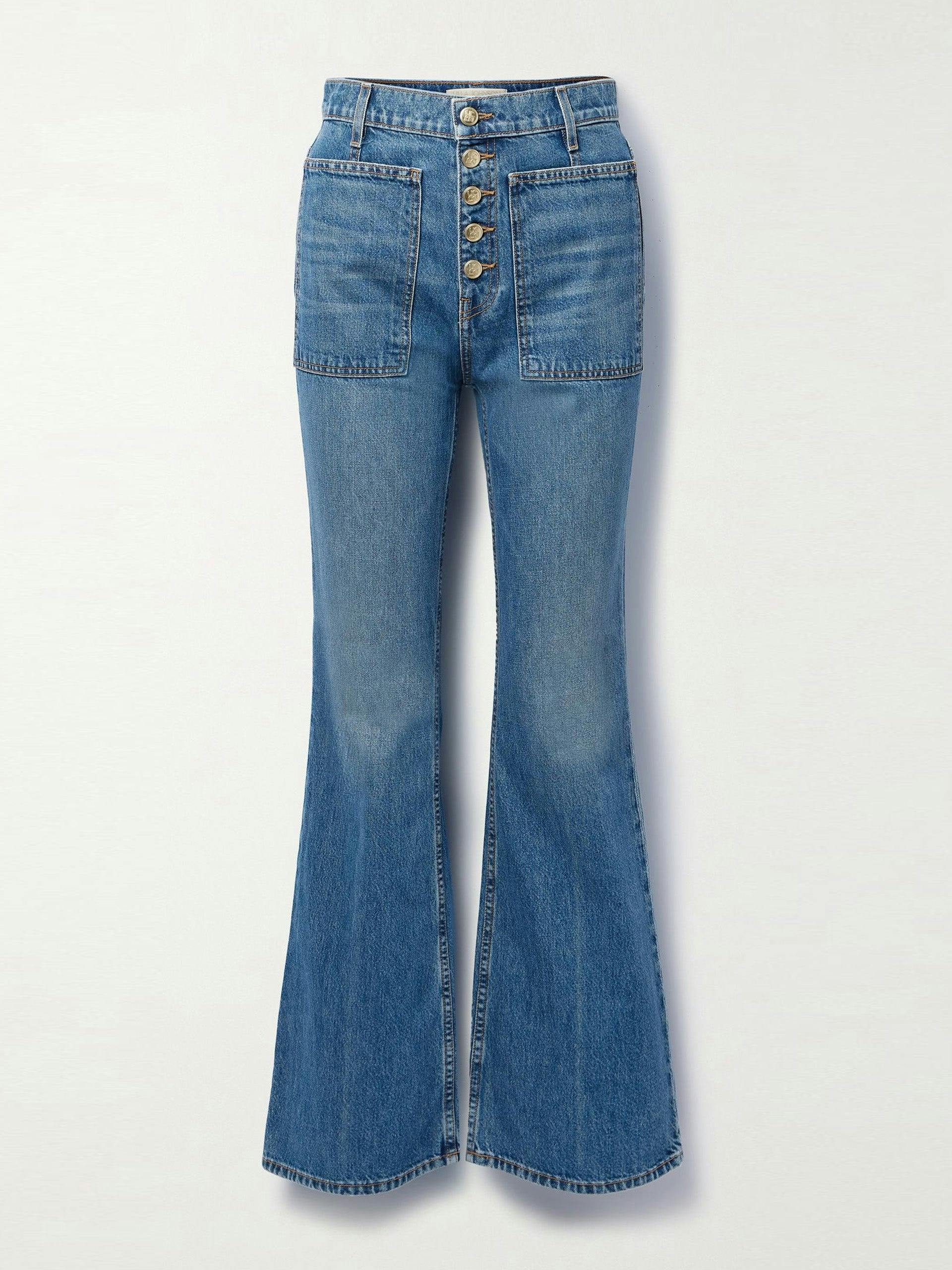 Medium denim high-rise flared jeans