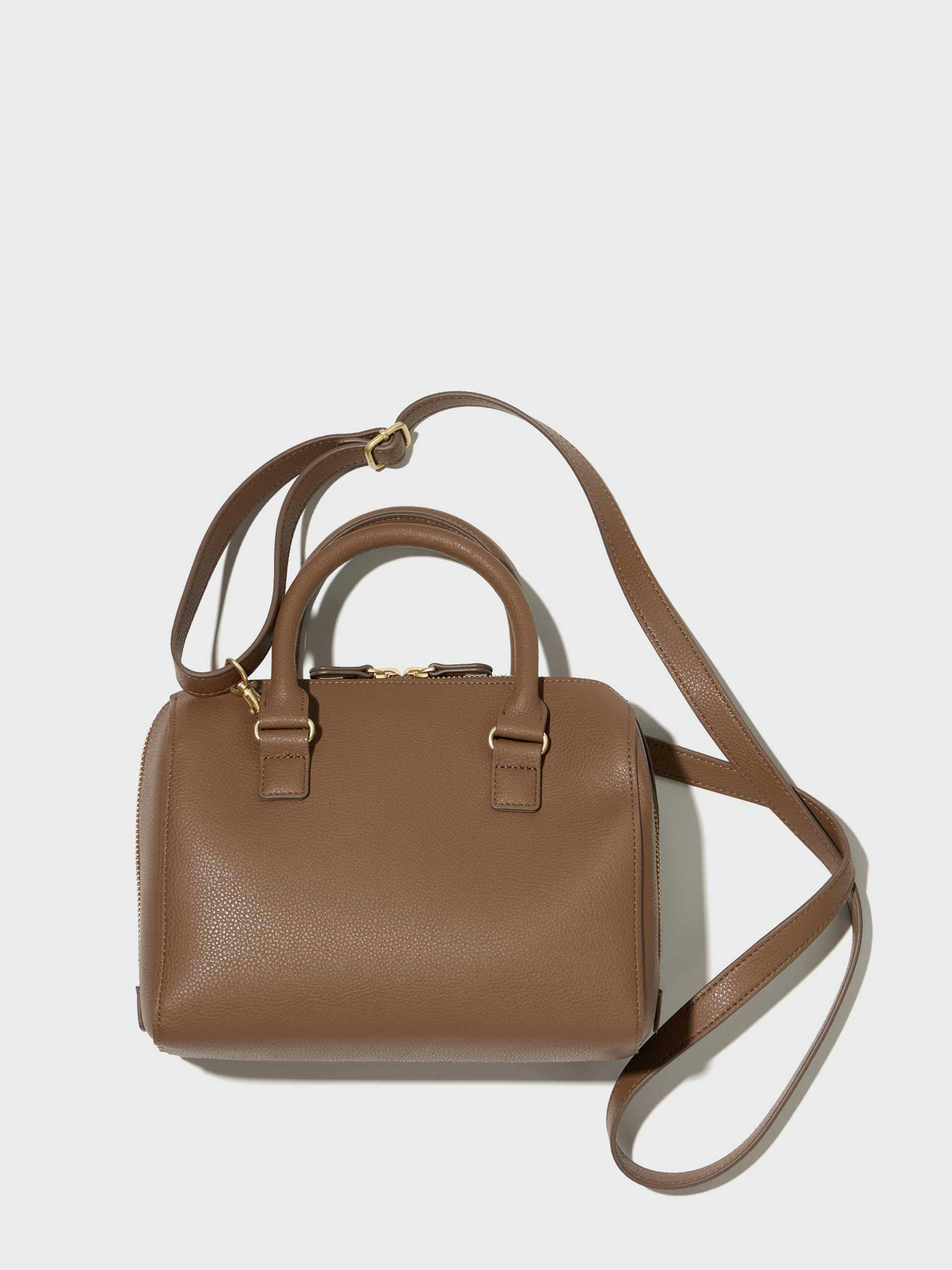 Brown leather top-handle bag