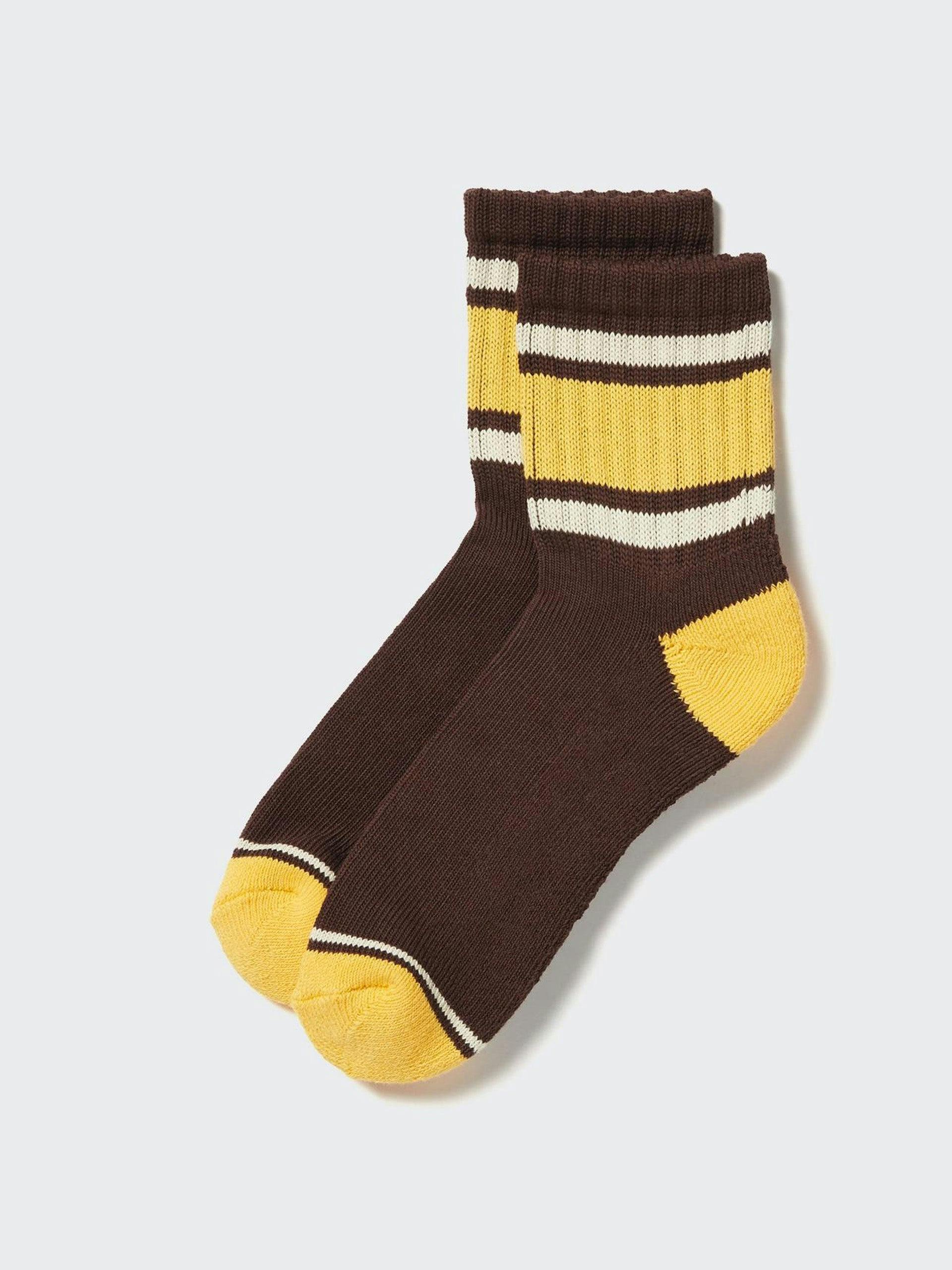 Brown and yellow stripe socks