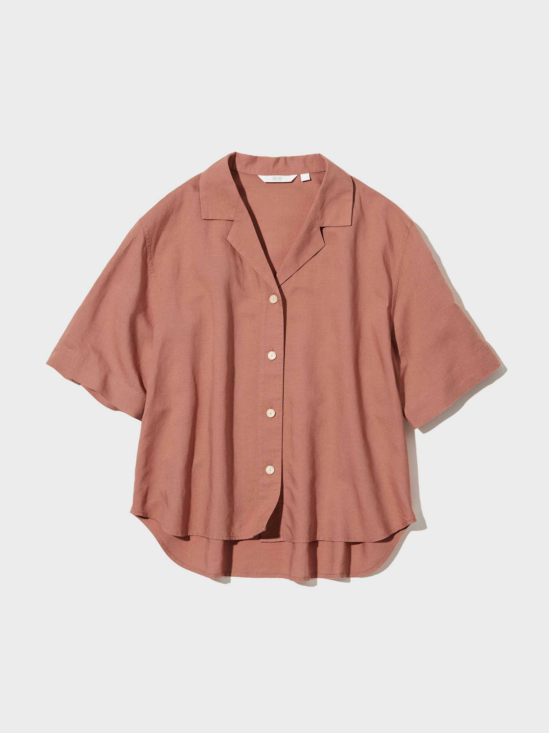 Linen blend short-sleeved shirt