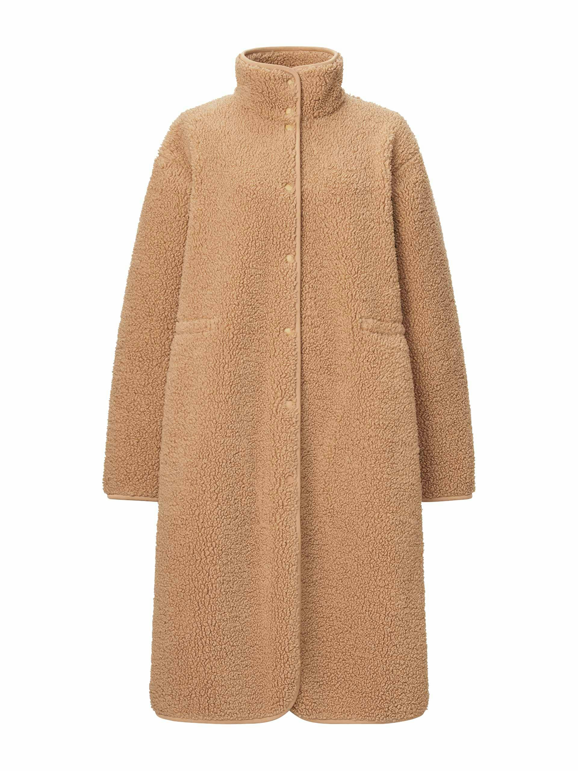 Pile-lined fleece coat
