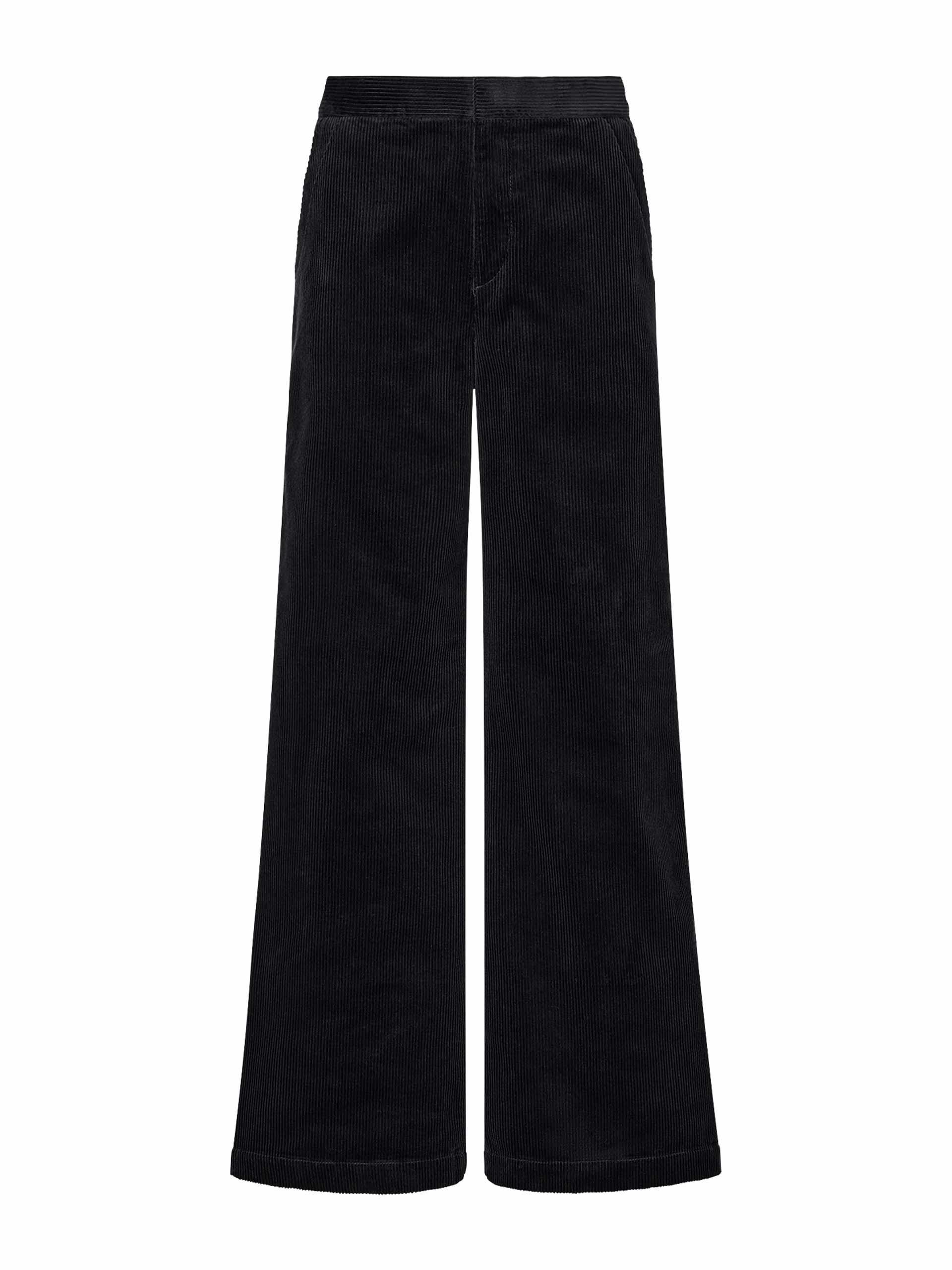 Black corduroy wide leg trousers