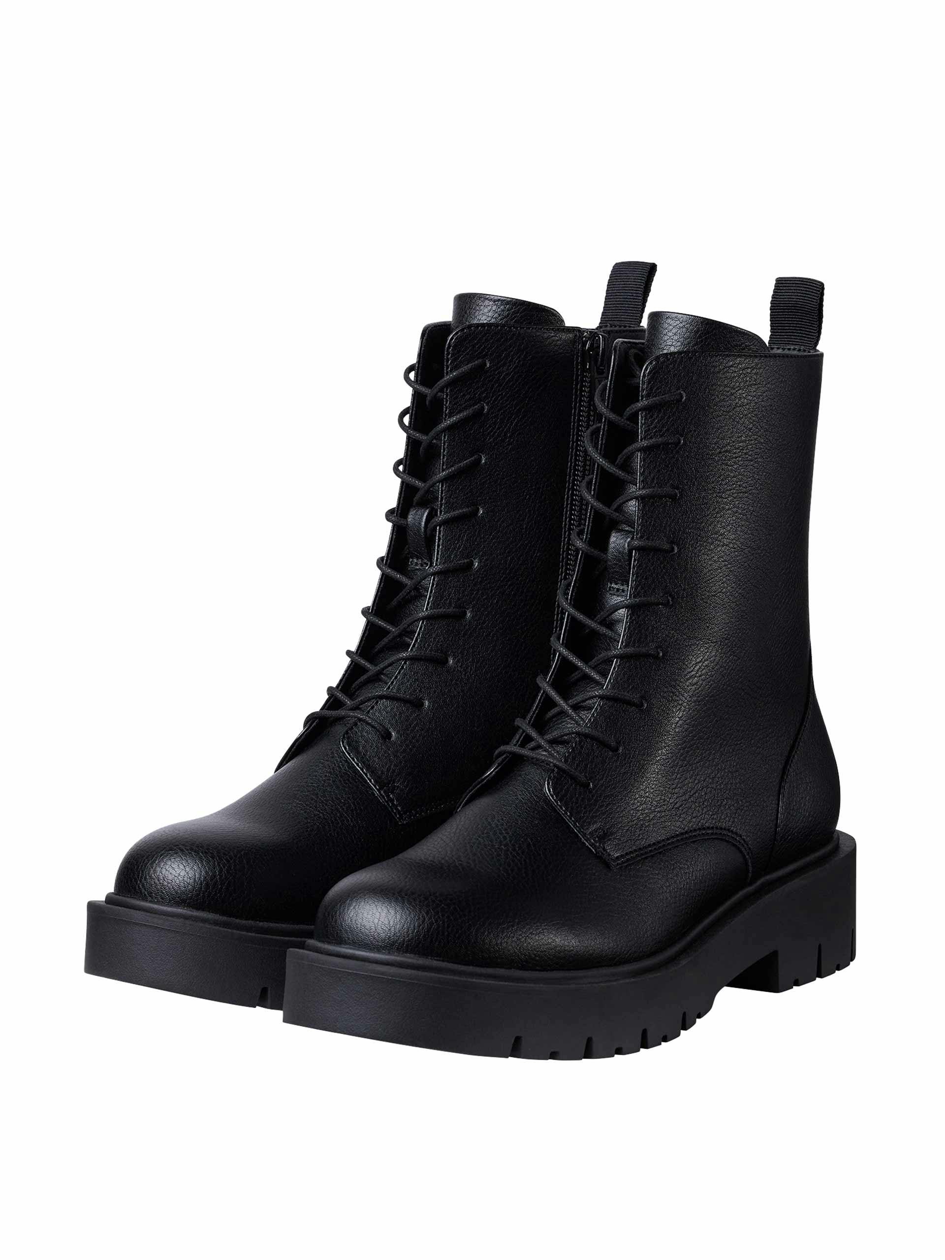 Black lace up short boots