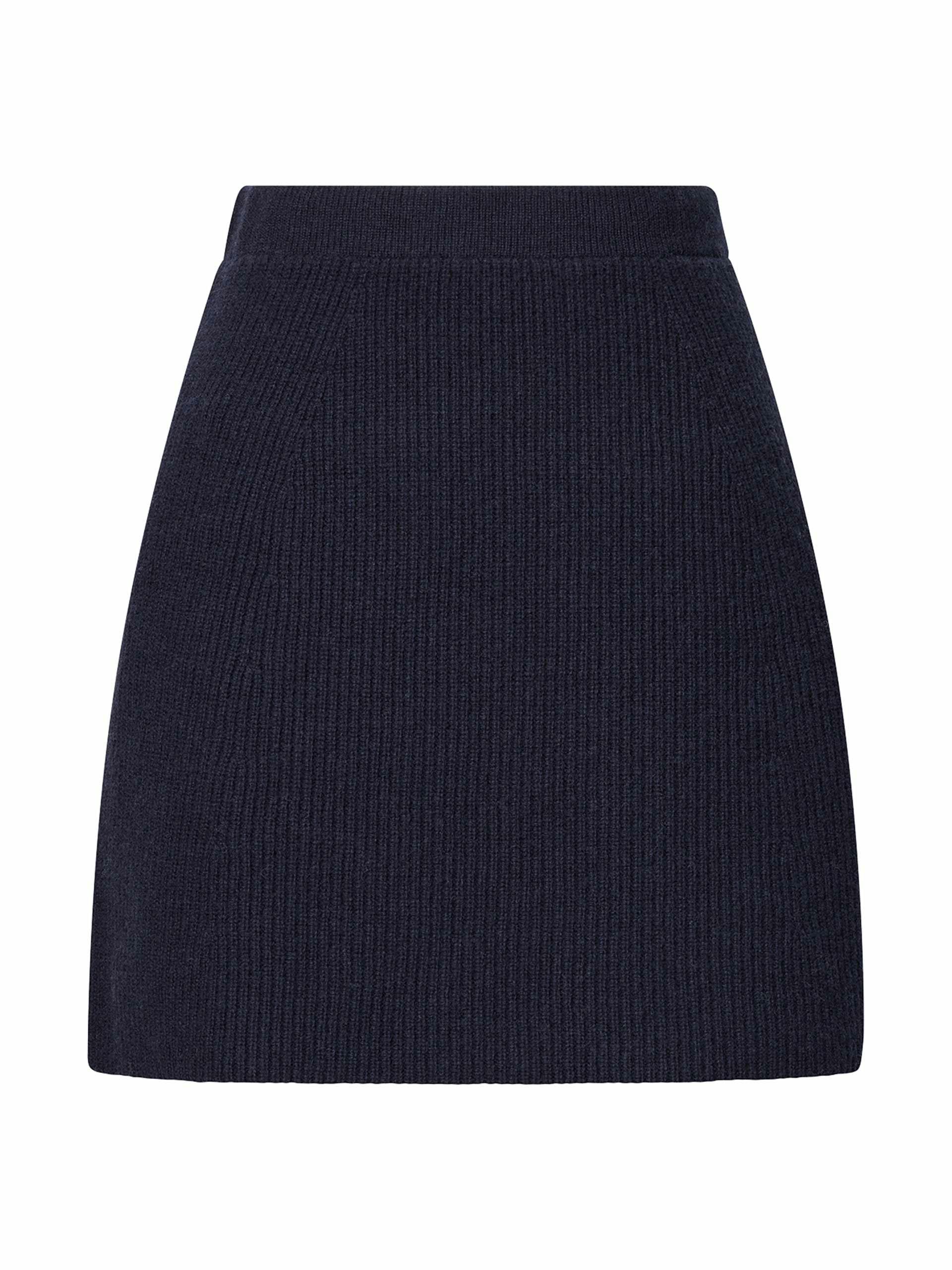 Navy lambswool mini skirt