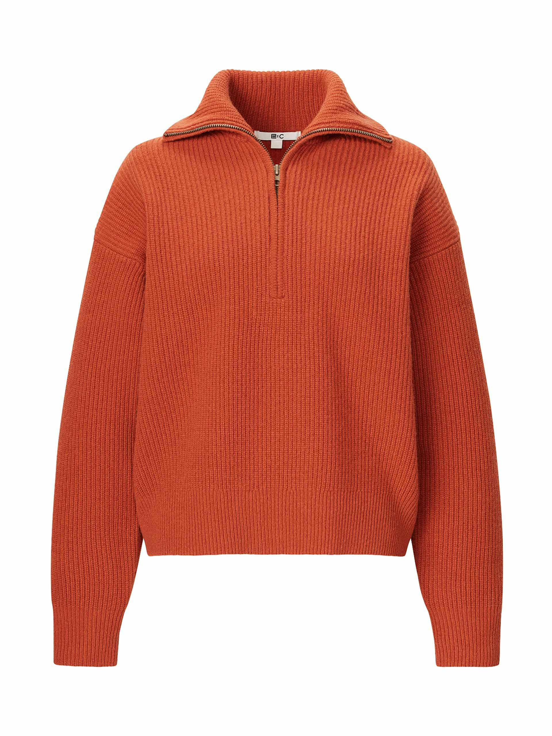 Orange half-zipped jumper