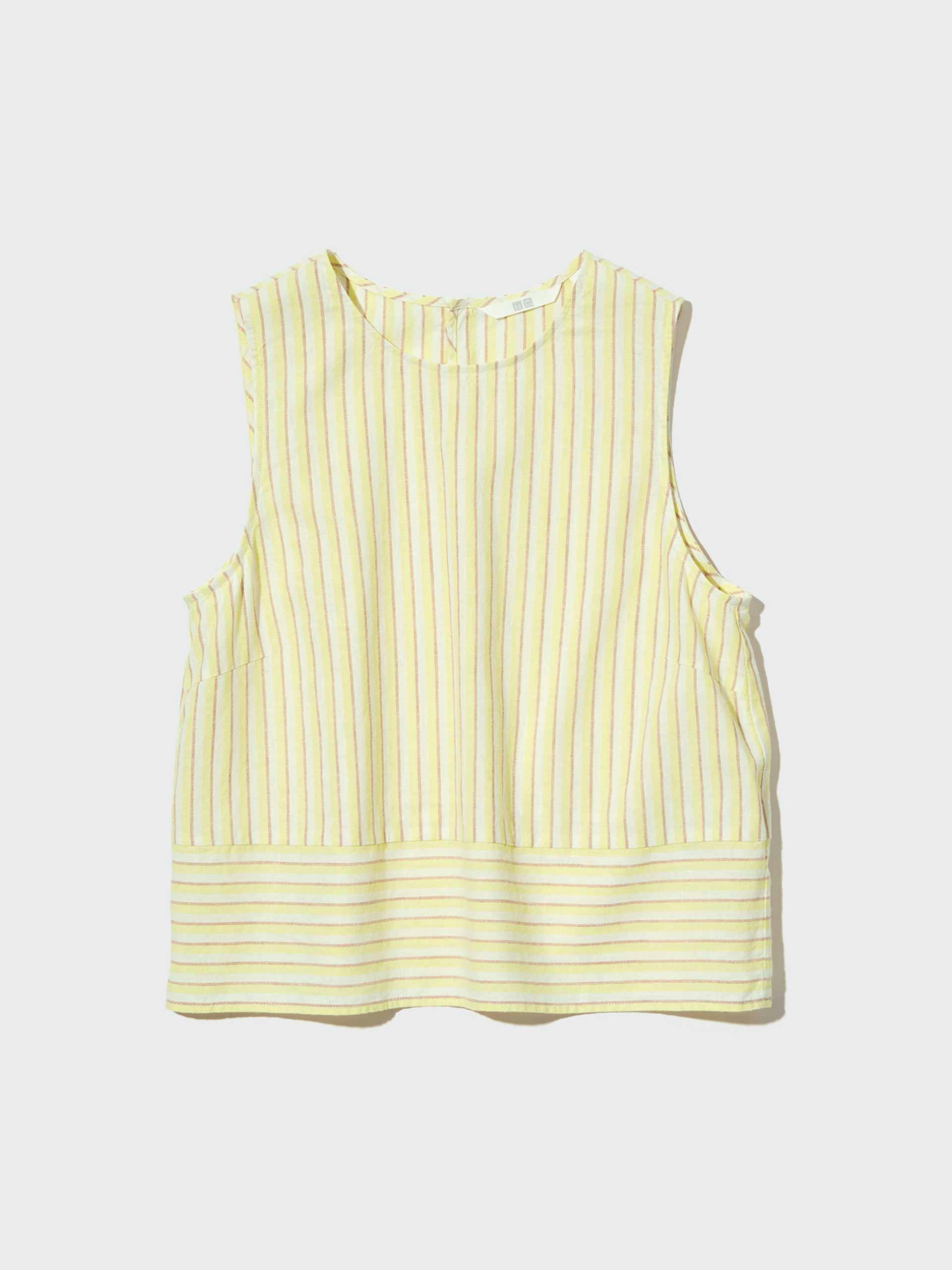 Yellow stripe sleeveless blouse