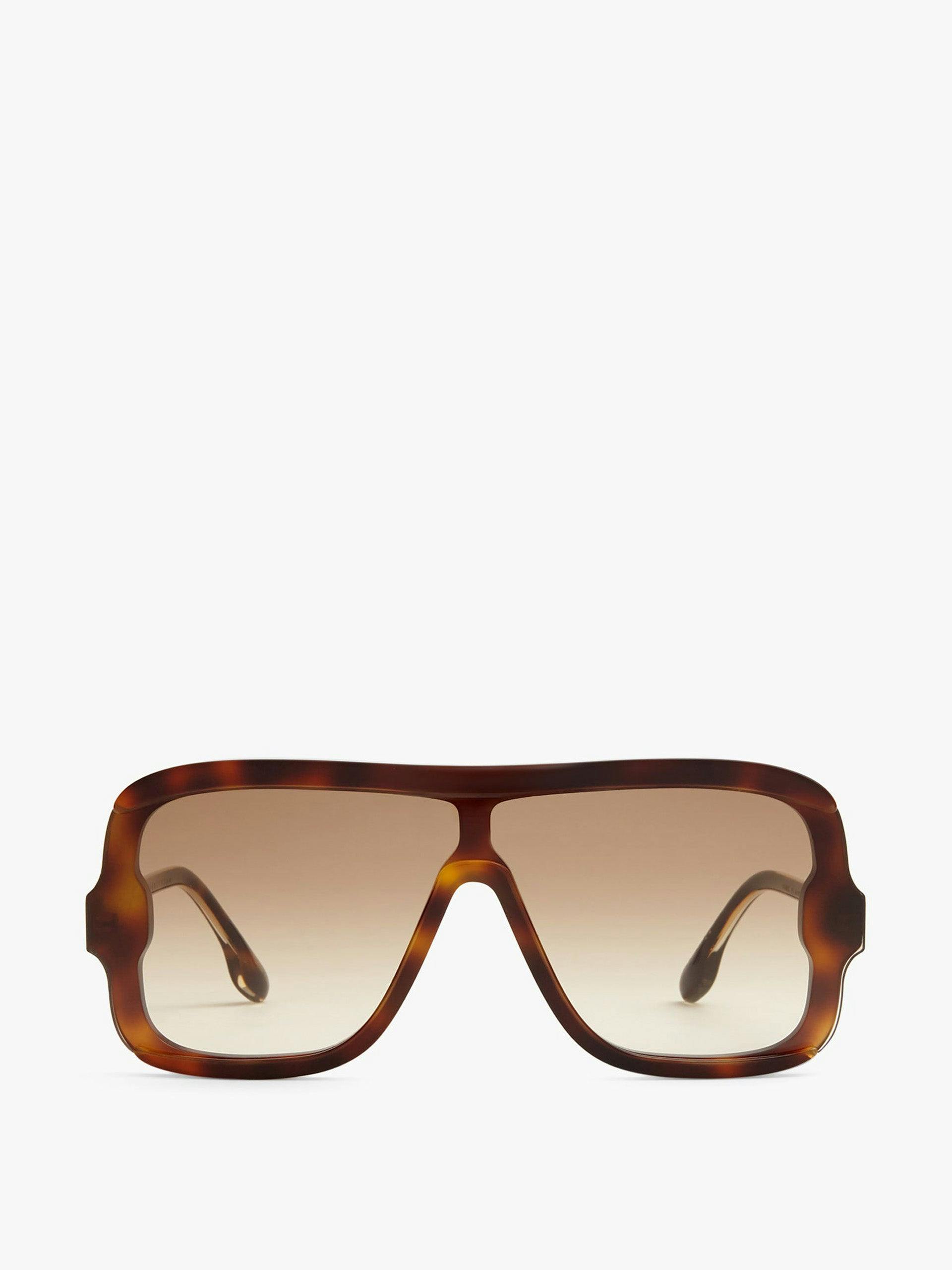Layered mask sunglasses in tortoise-brown