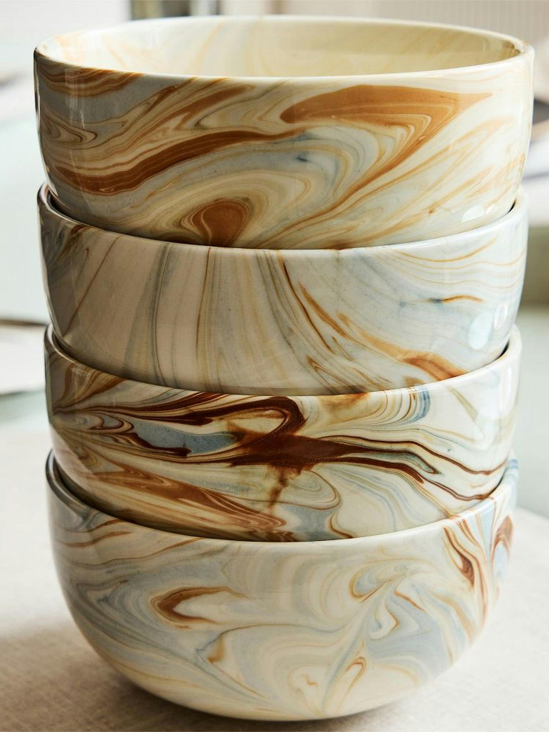 Marble swirl cereal bowls (set of 4)
