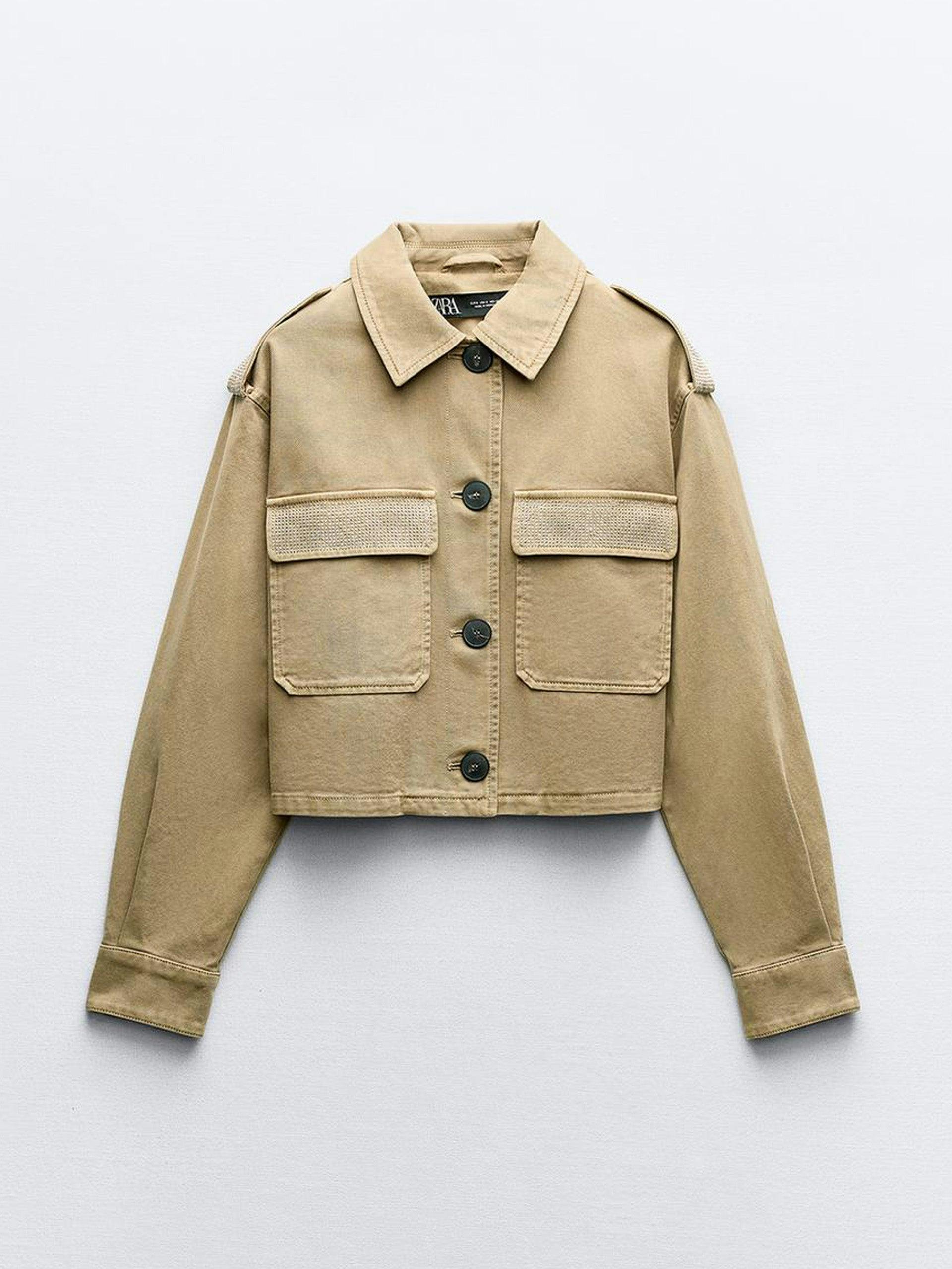 Cropped jacket with rhinestones