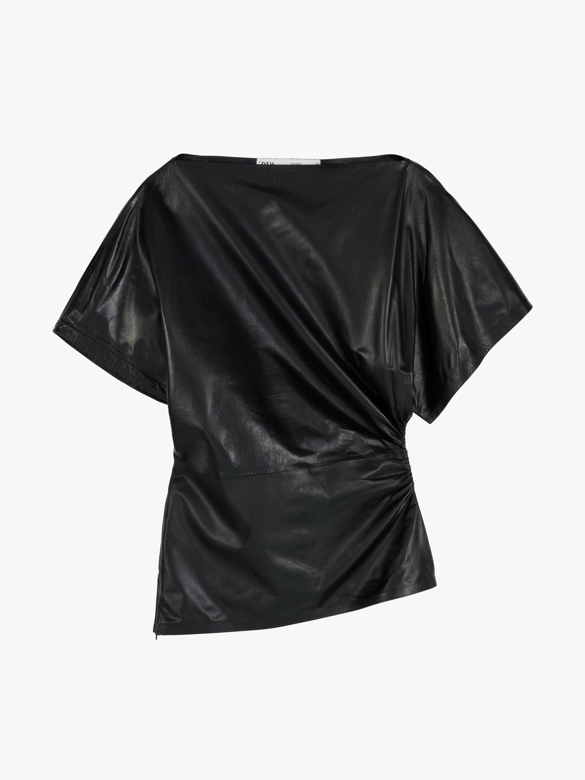 Draped leather top