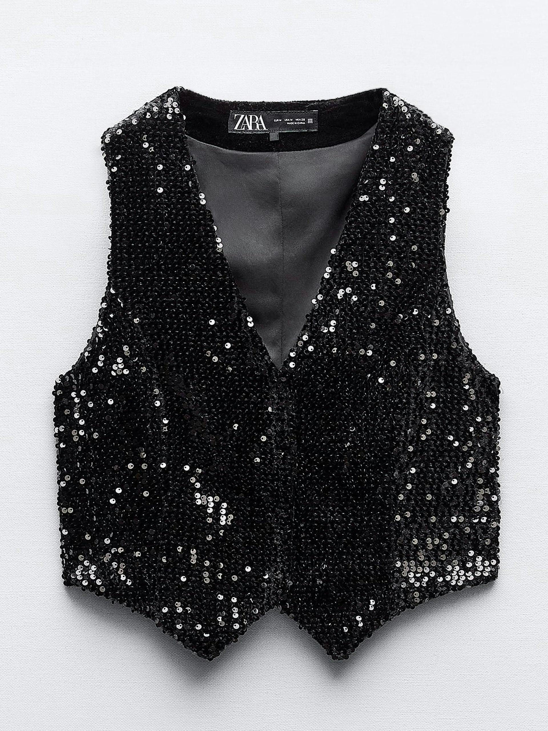 Fitted sequinned waistcoat