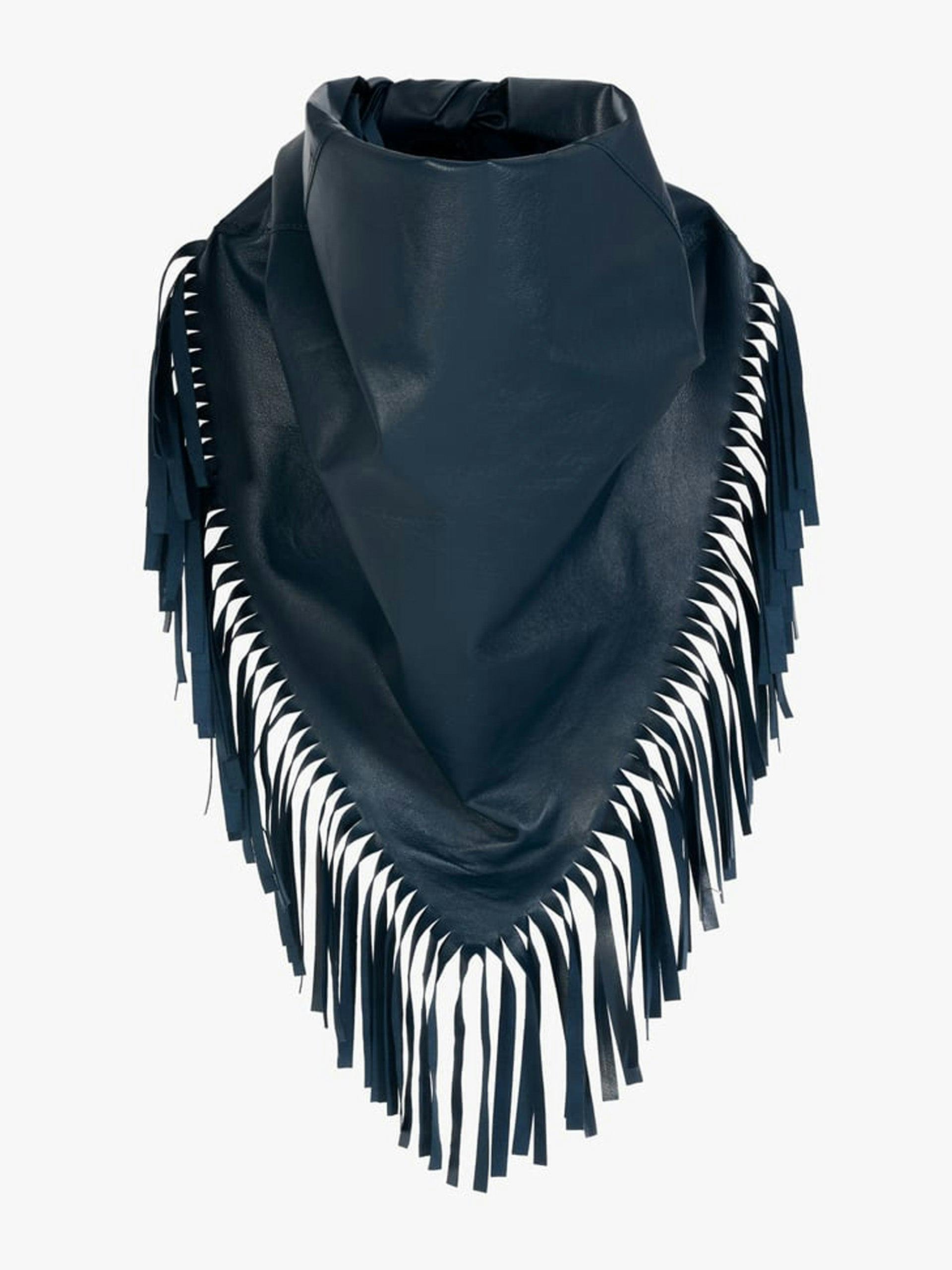 Fringed leather scarf