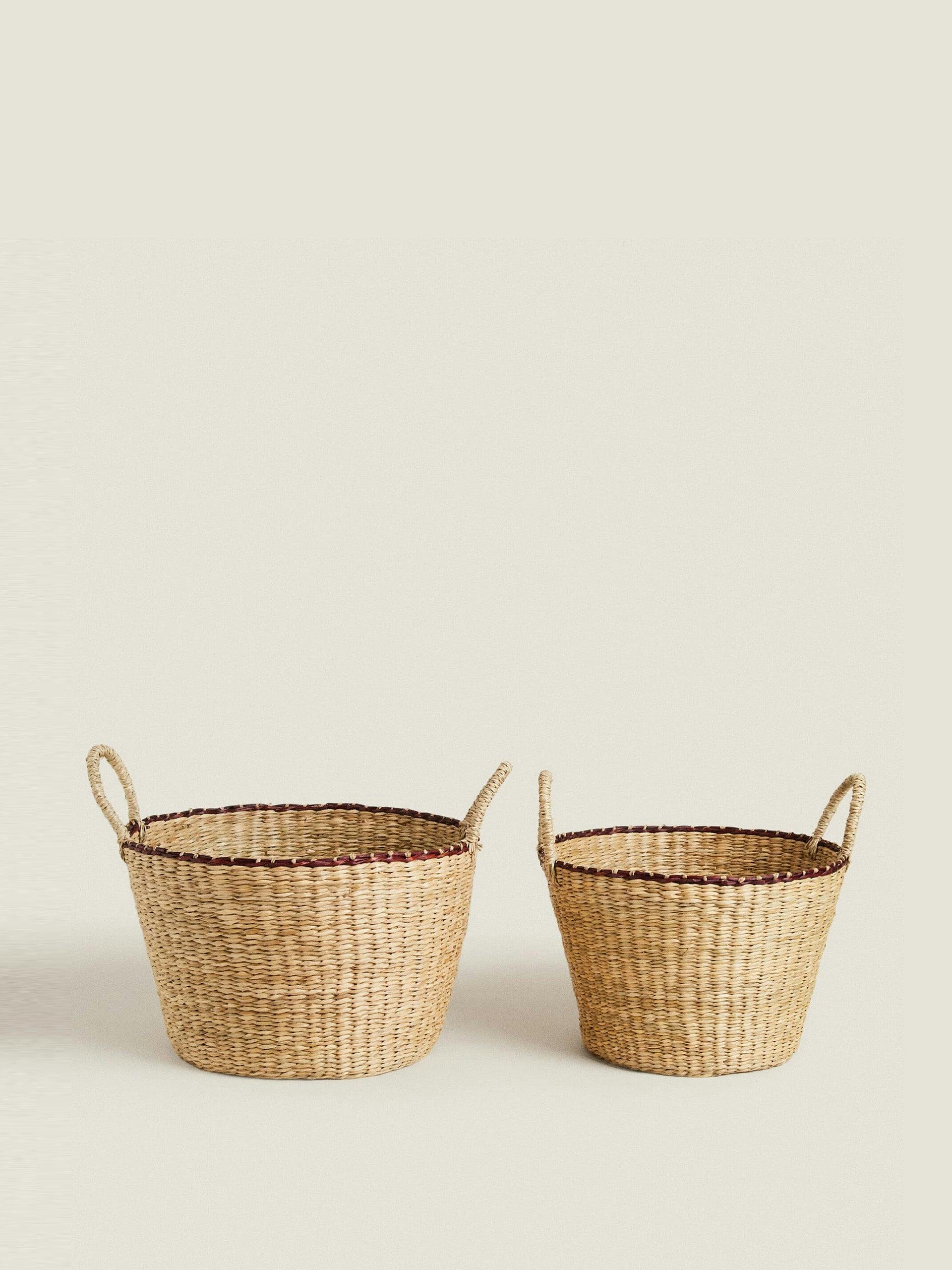 Braided basket with handles