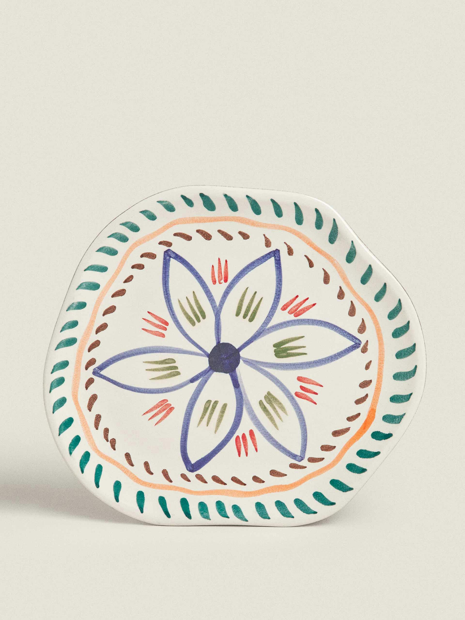 Ceramic floral desert plate