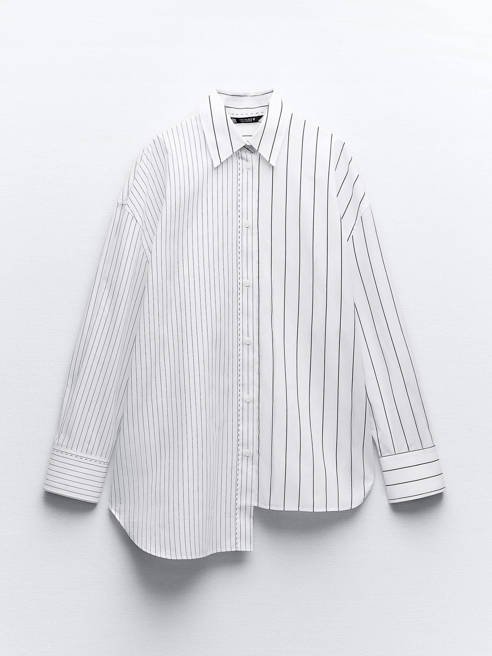 Oversized shirt with contrasting stripes