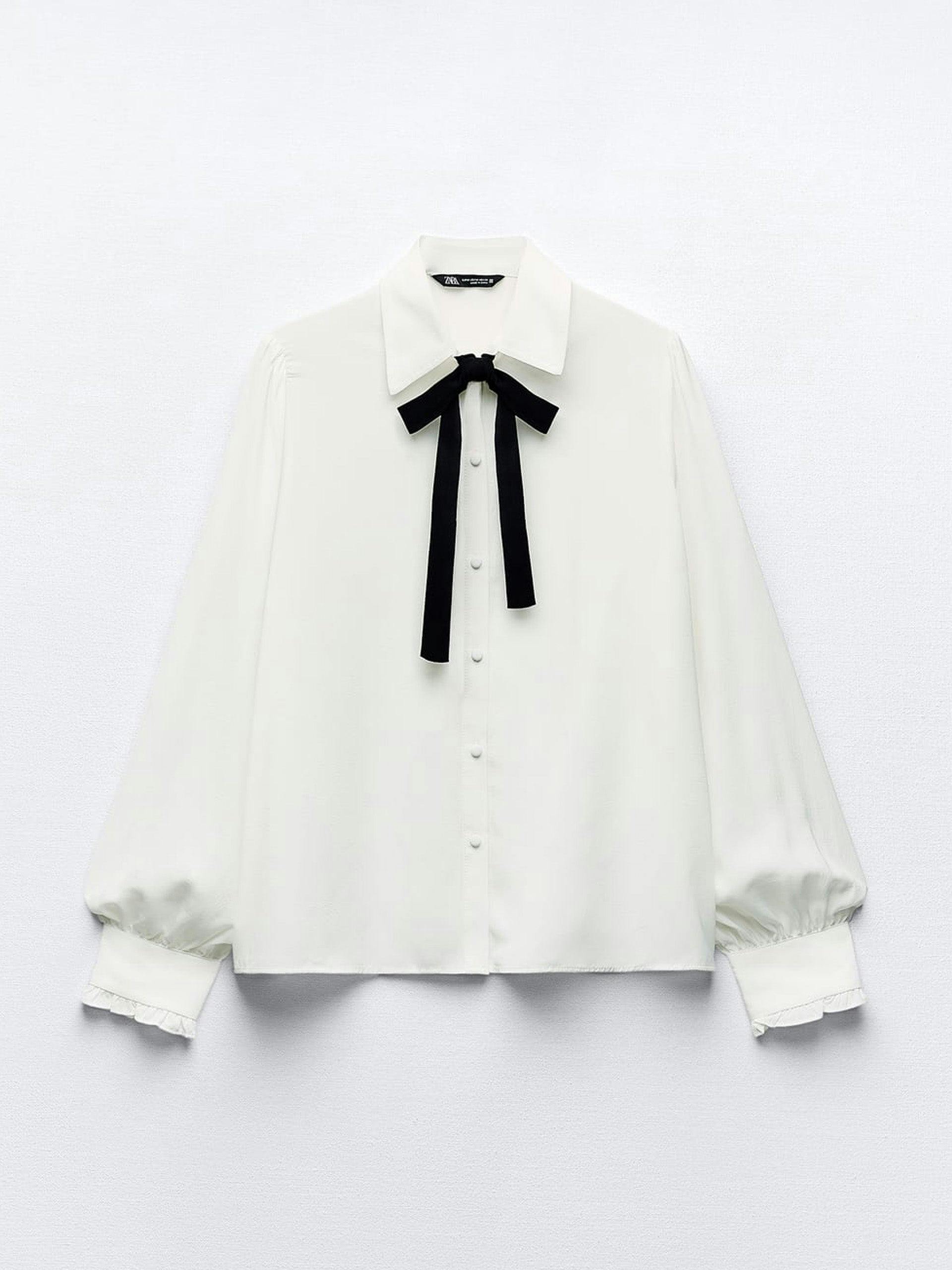 Shirt with contrast bolo tie