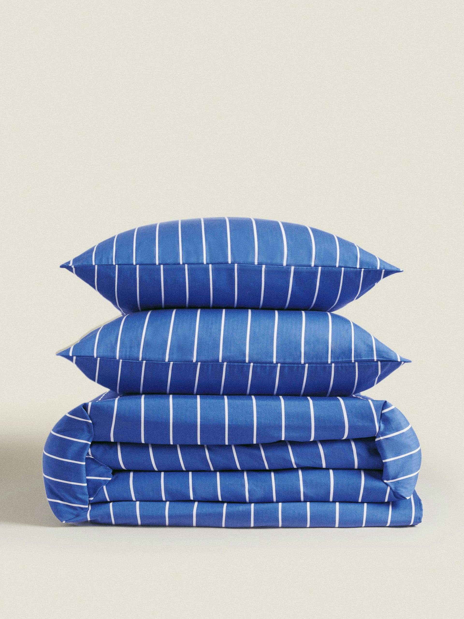 Blue striped duvet cover