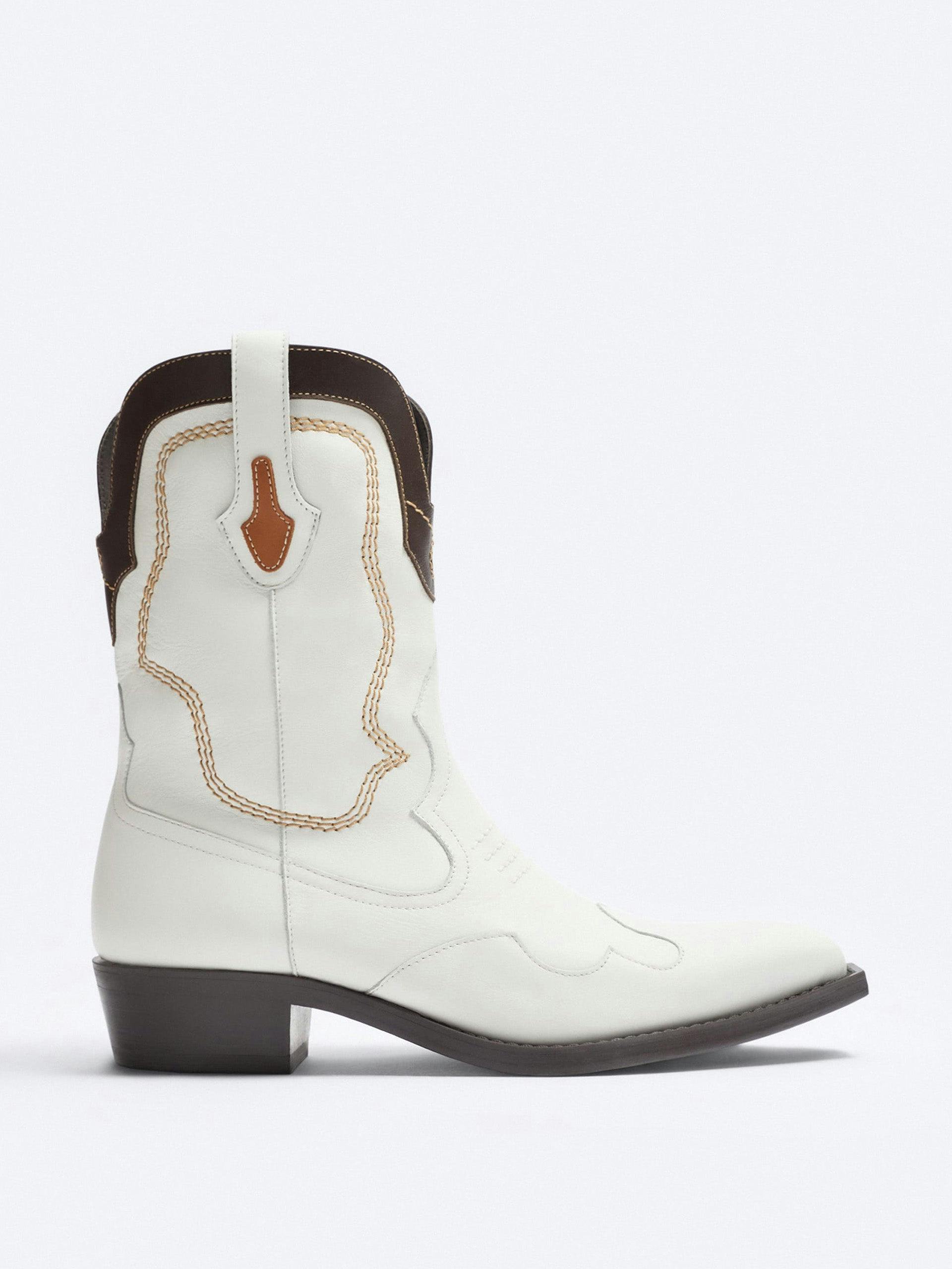 White leather cowboy boots