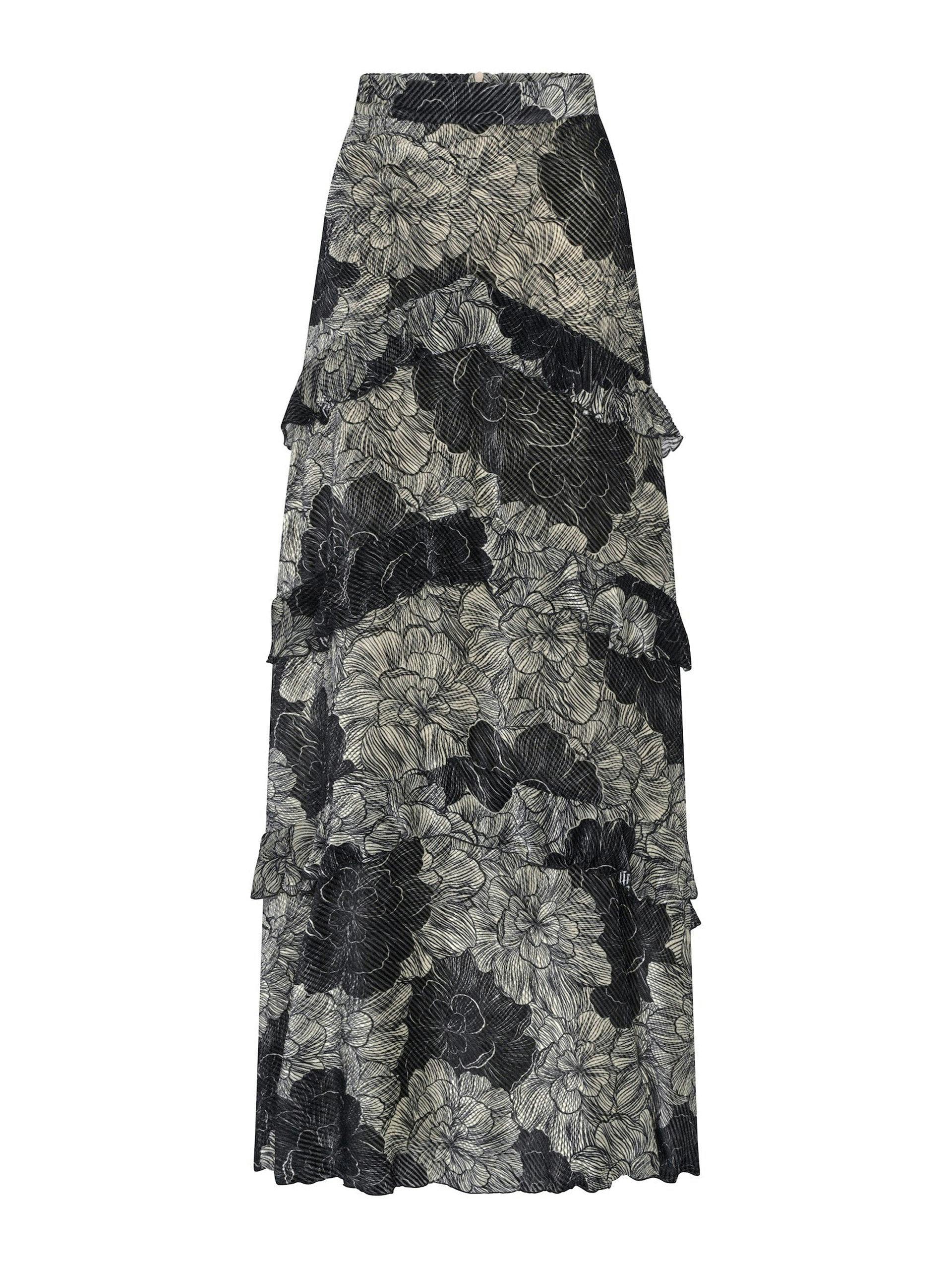 Vera floral monochrome velvet maxi skirt