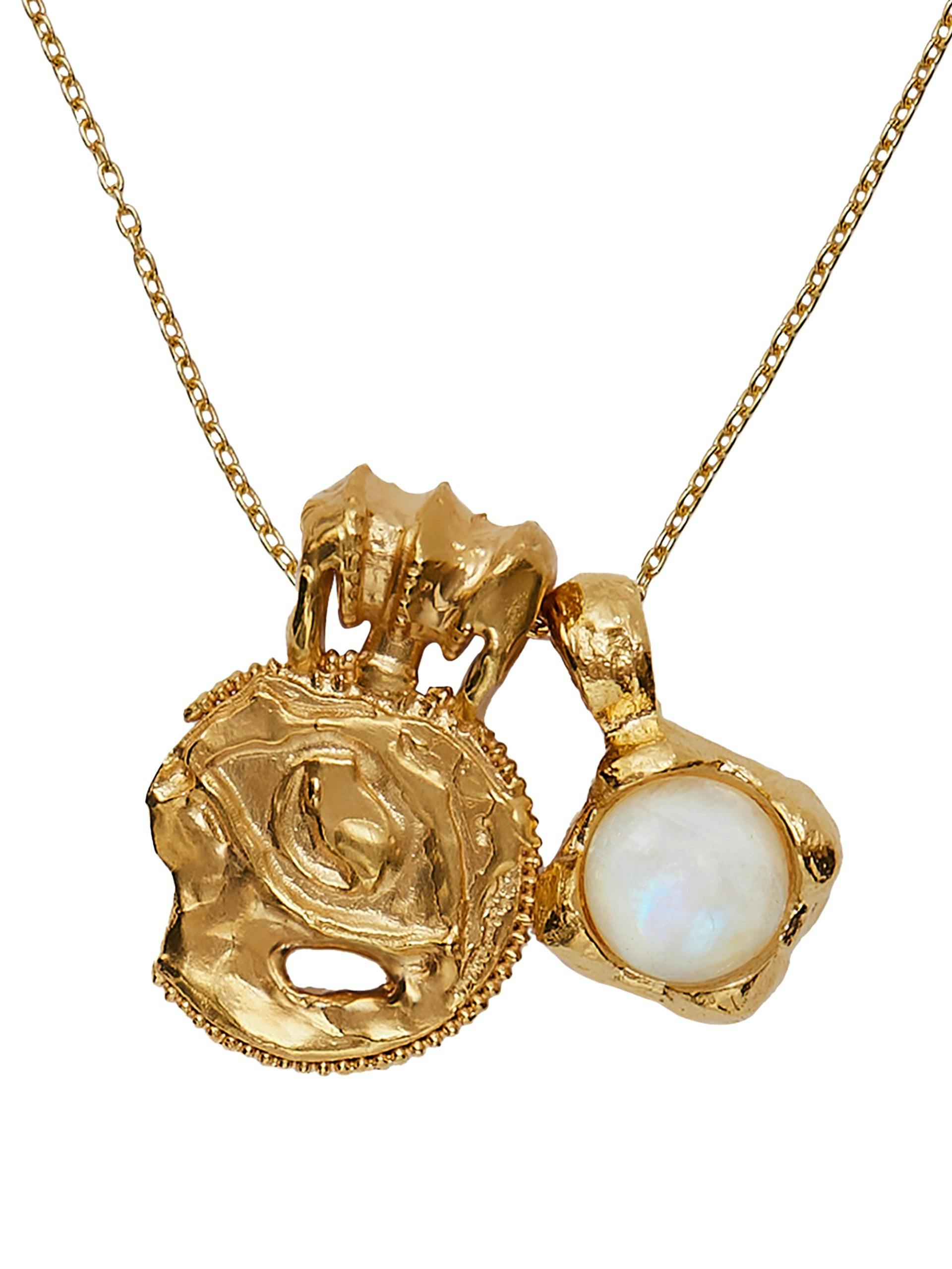 Gold plated moonstone Gaze of the Moon necklace