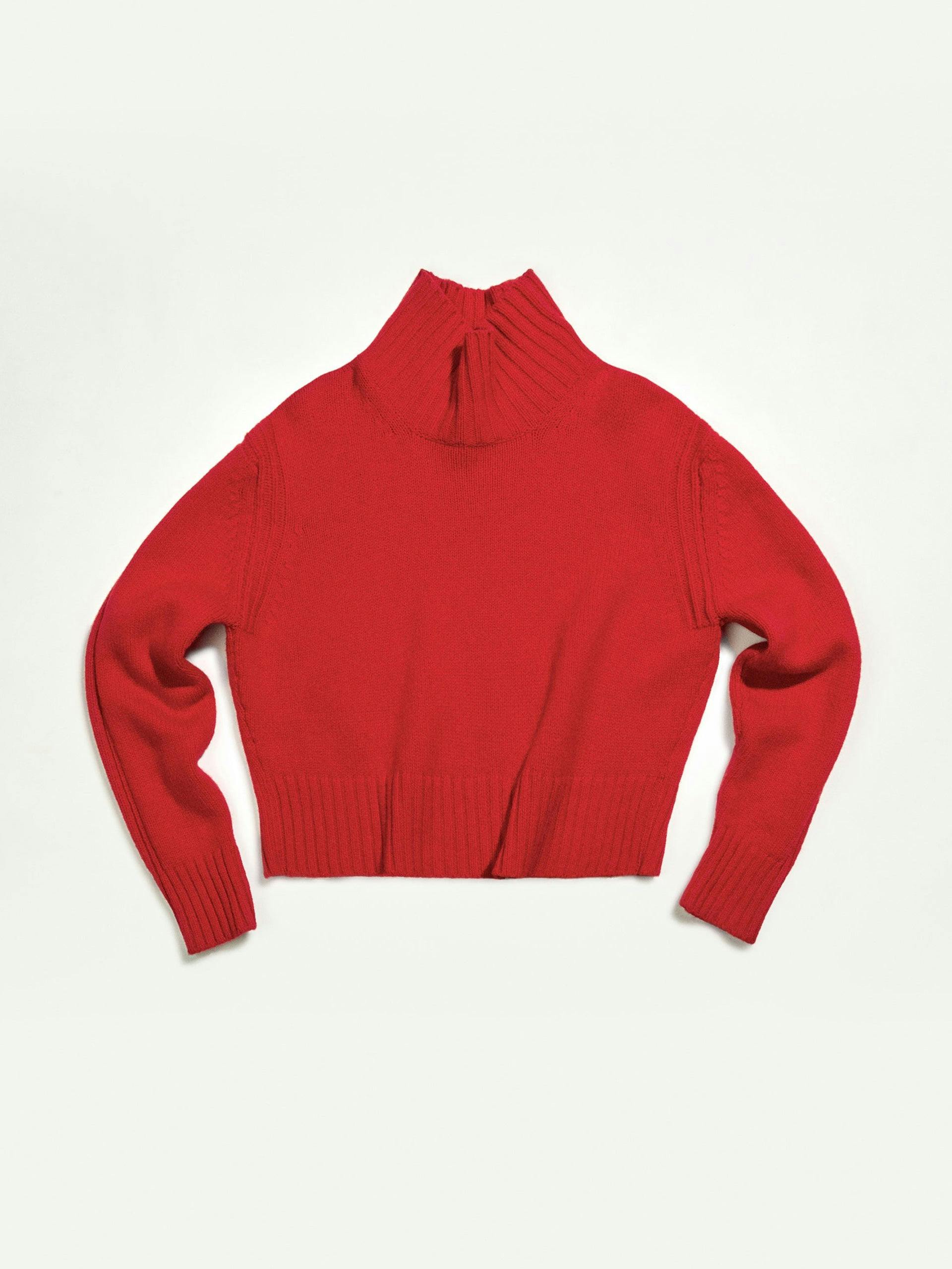 Red Fintra lambswool cropped high-neck sweater