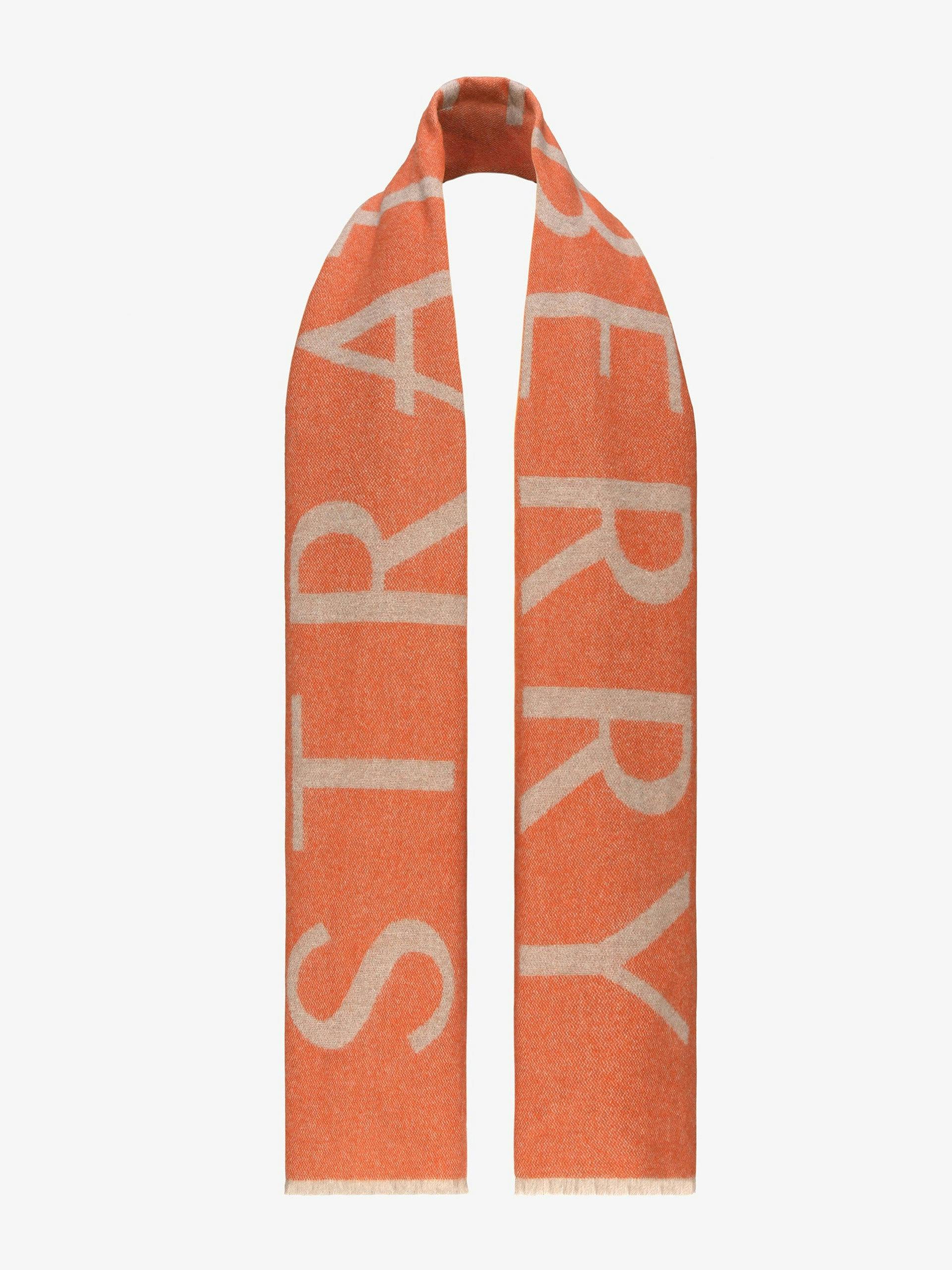 Cinnamon orange and desert wool/cashmere logo scarf