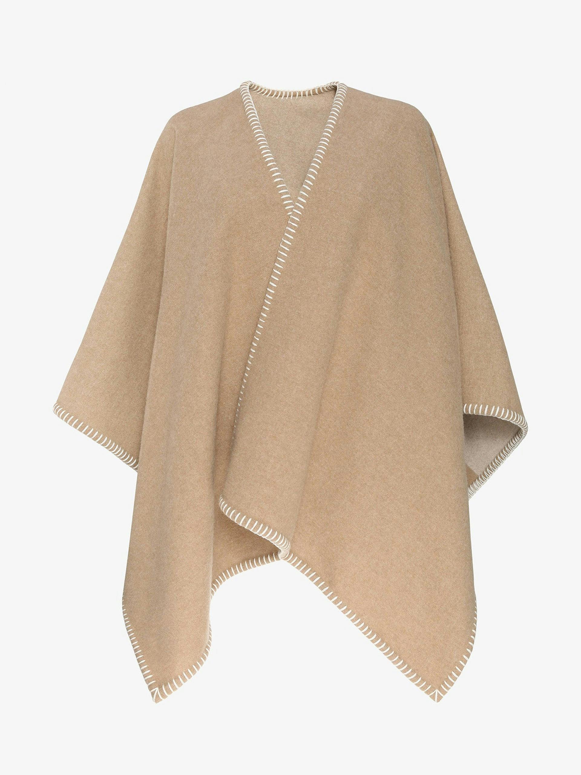 Camel and vanilla wool/cashmere Logo cape