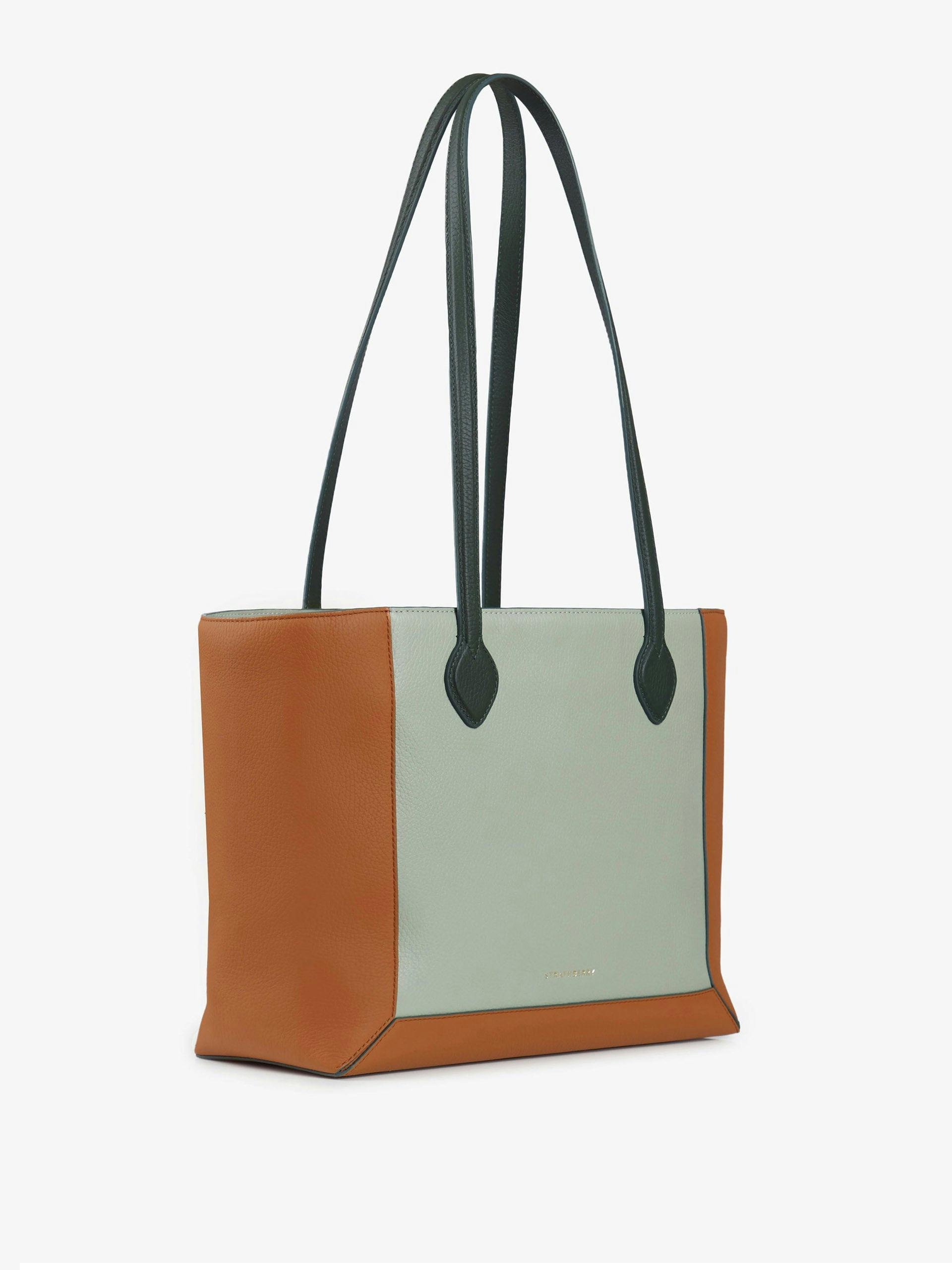 Tan and green Mosaic Shopper tote bag