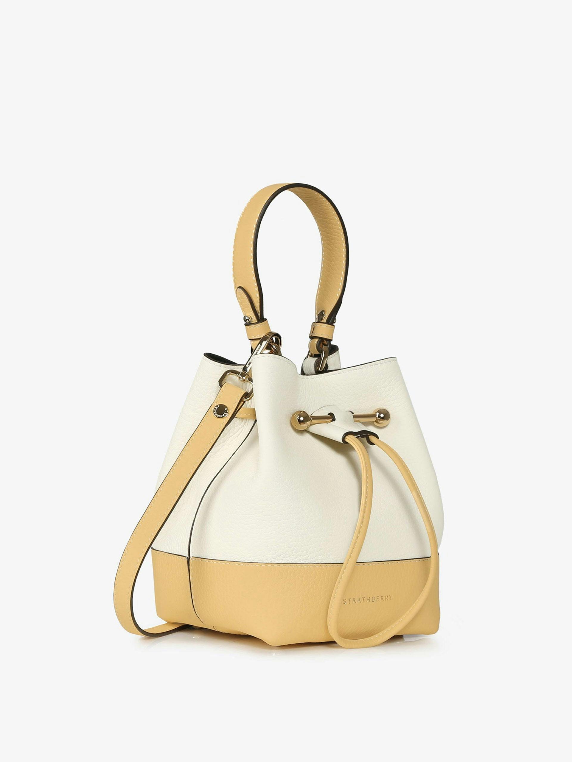 Yellow and white Lana Osette top handle bag