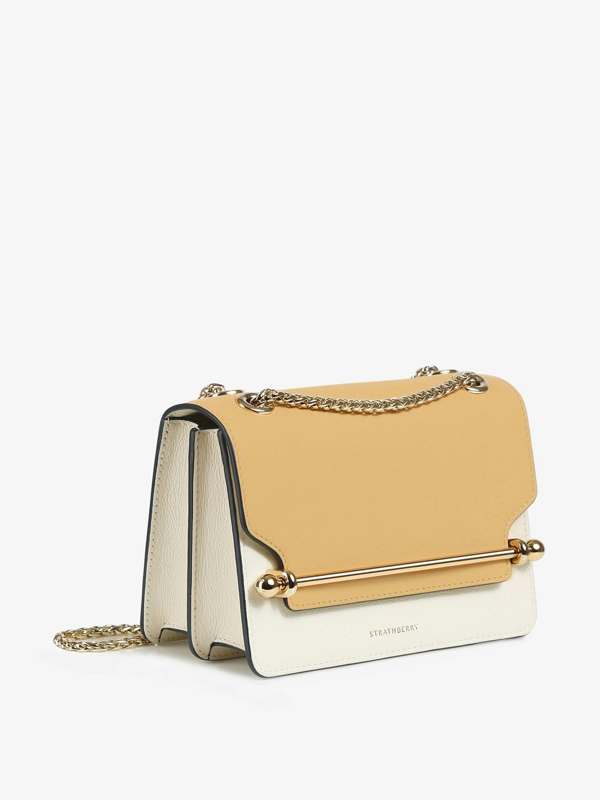 Yellow and white East/West Mini shoulder bag