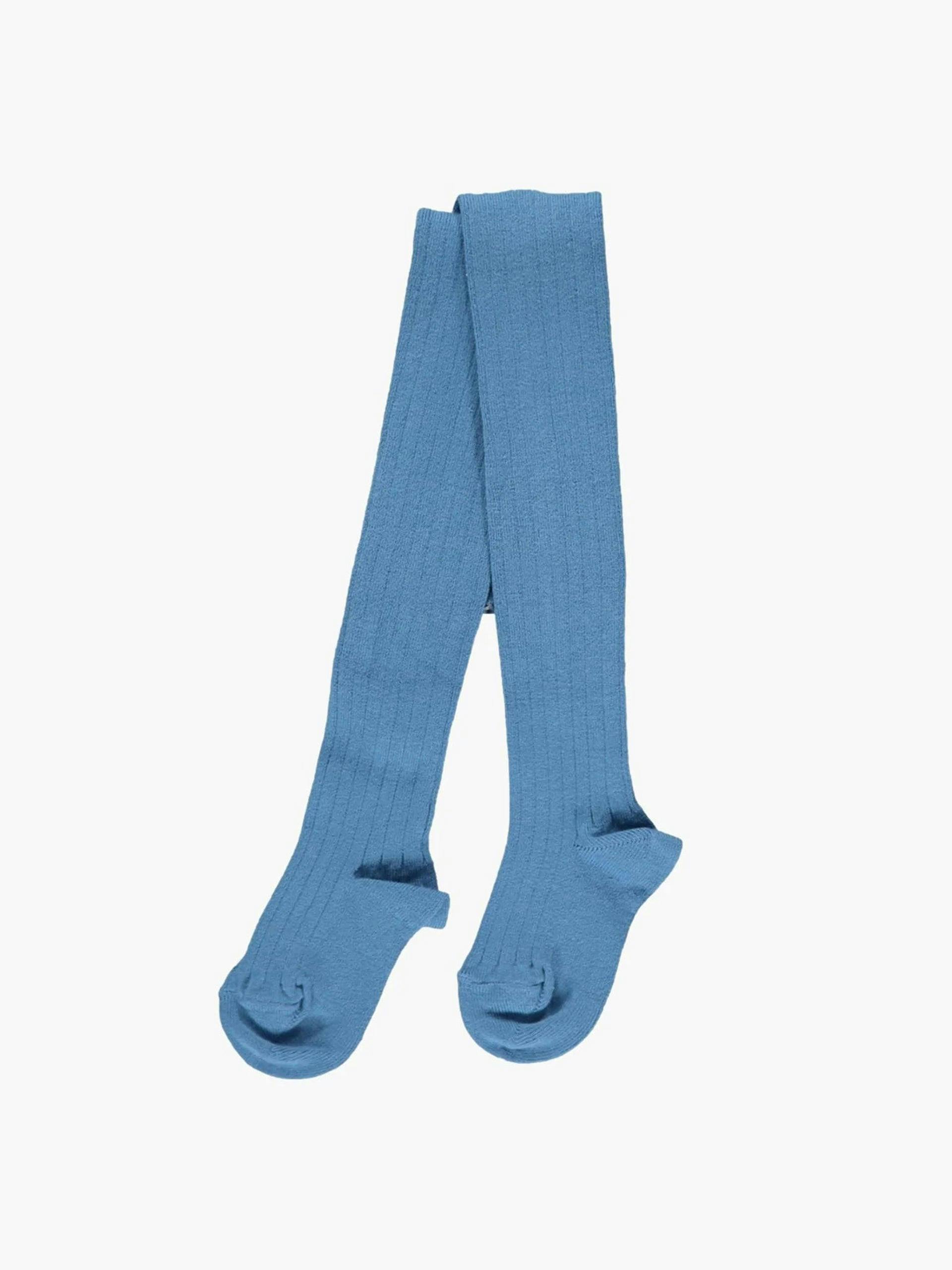 French blue ribbed tights for girls