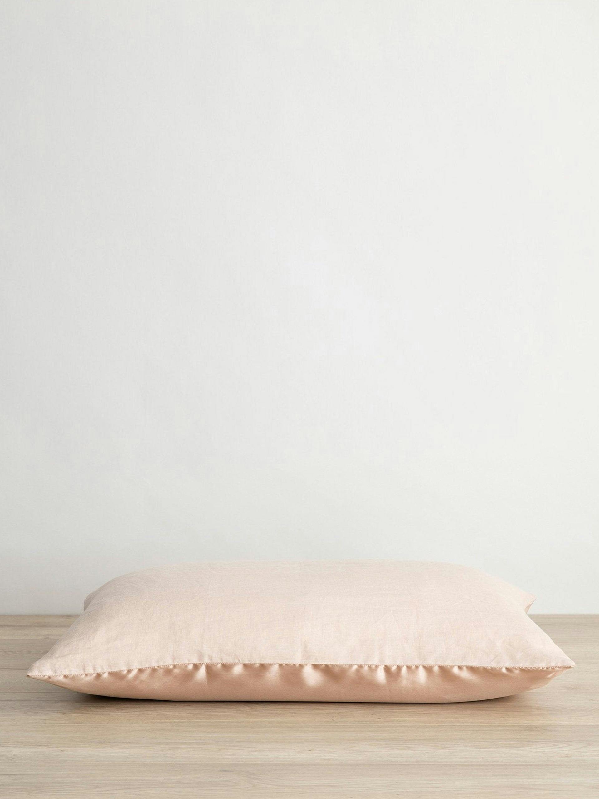 Blush silk linen flip pillowcase