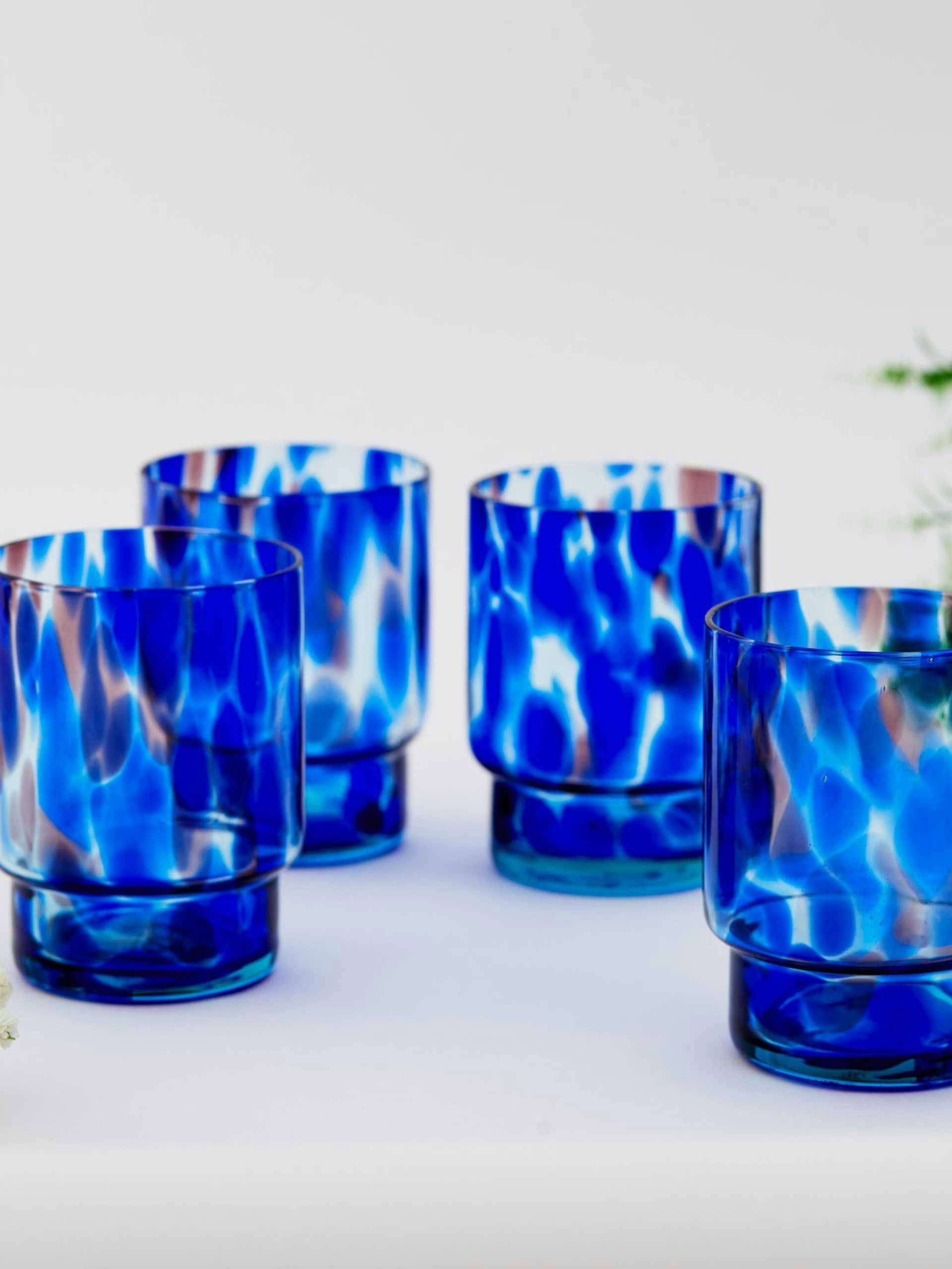 Blue tortoiseshell water glasses (set of 4)