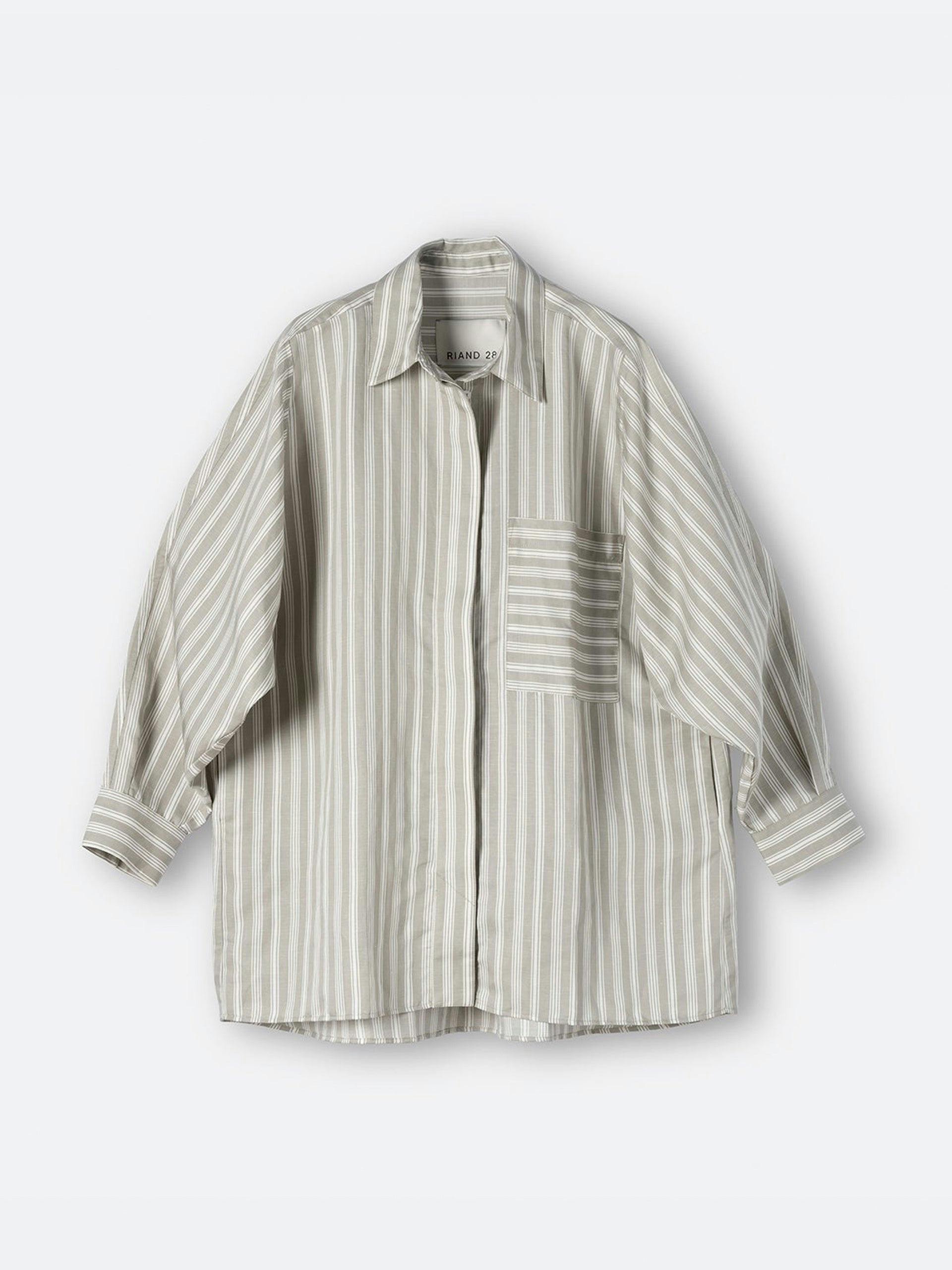Stevie oversized shirt in sage and off-white stripe
