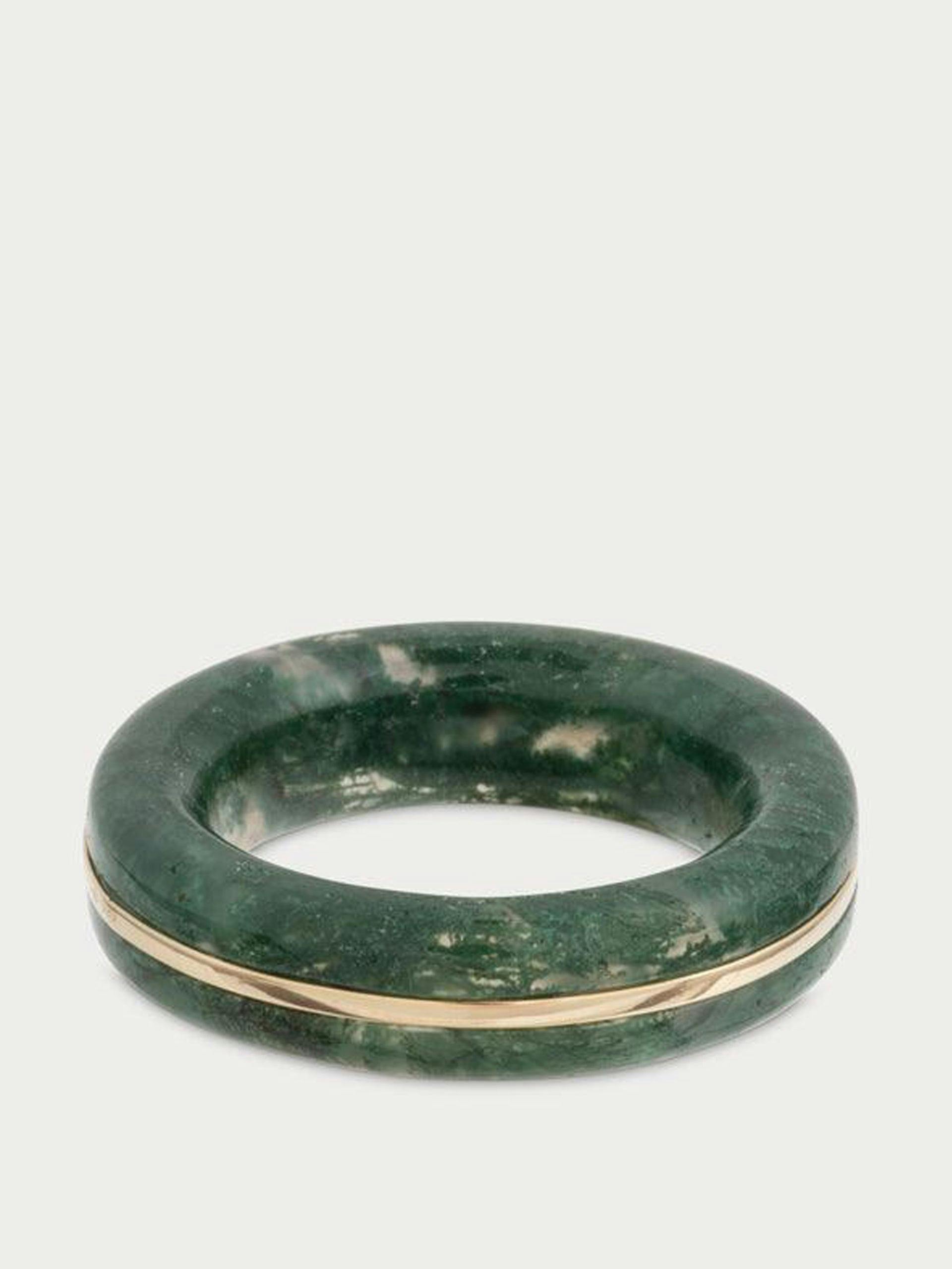 Essential green moss agate gem stacker ring
