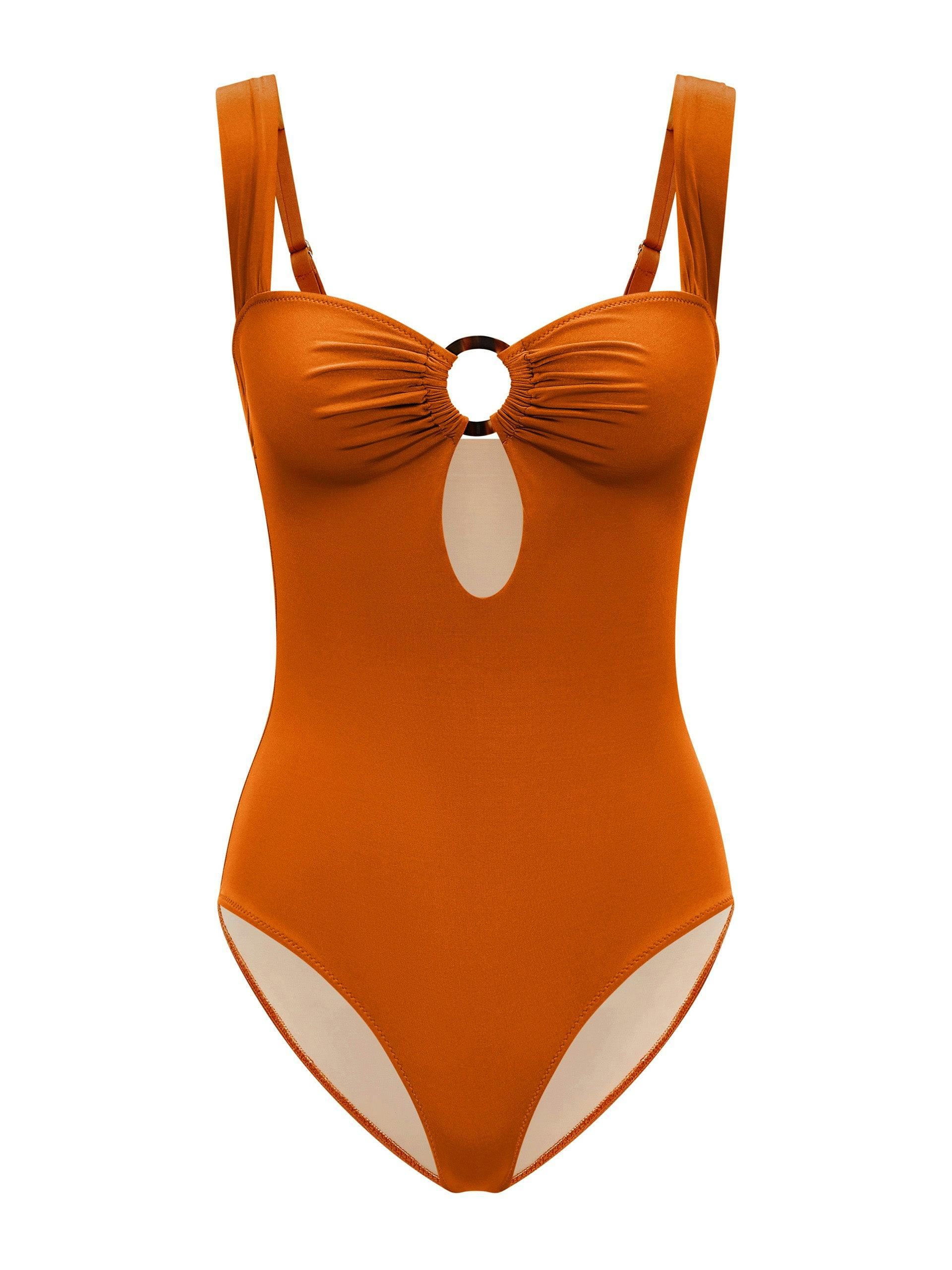 Amber Amalie orange swimsuit