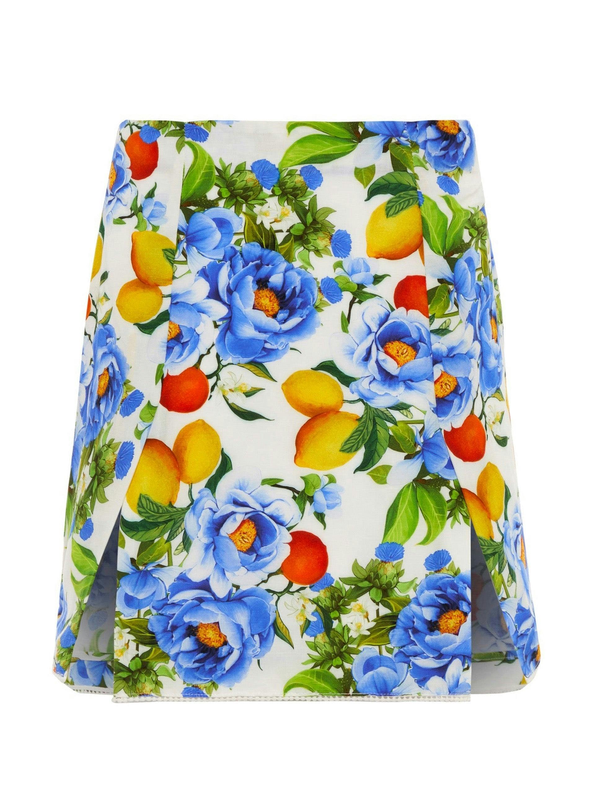 Analu linen mini skirt, peonia blue
