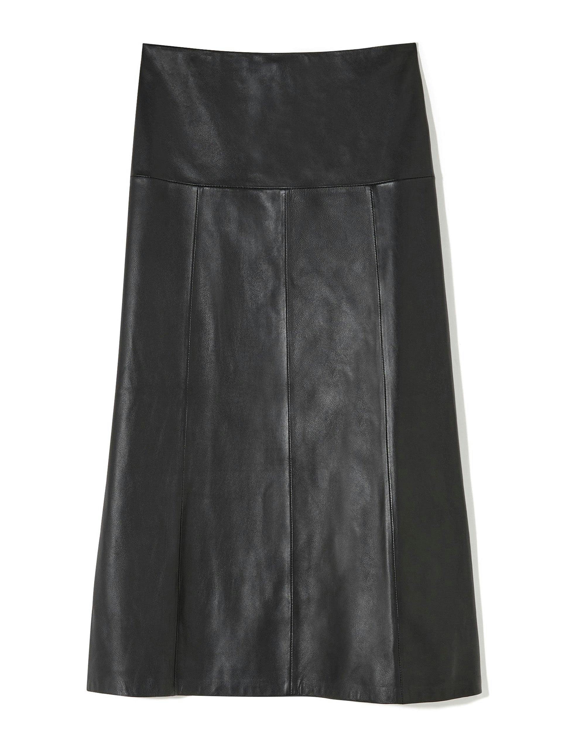 Black Tiana leather panelled midi skirt