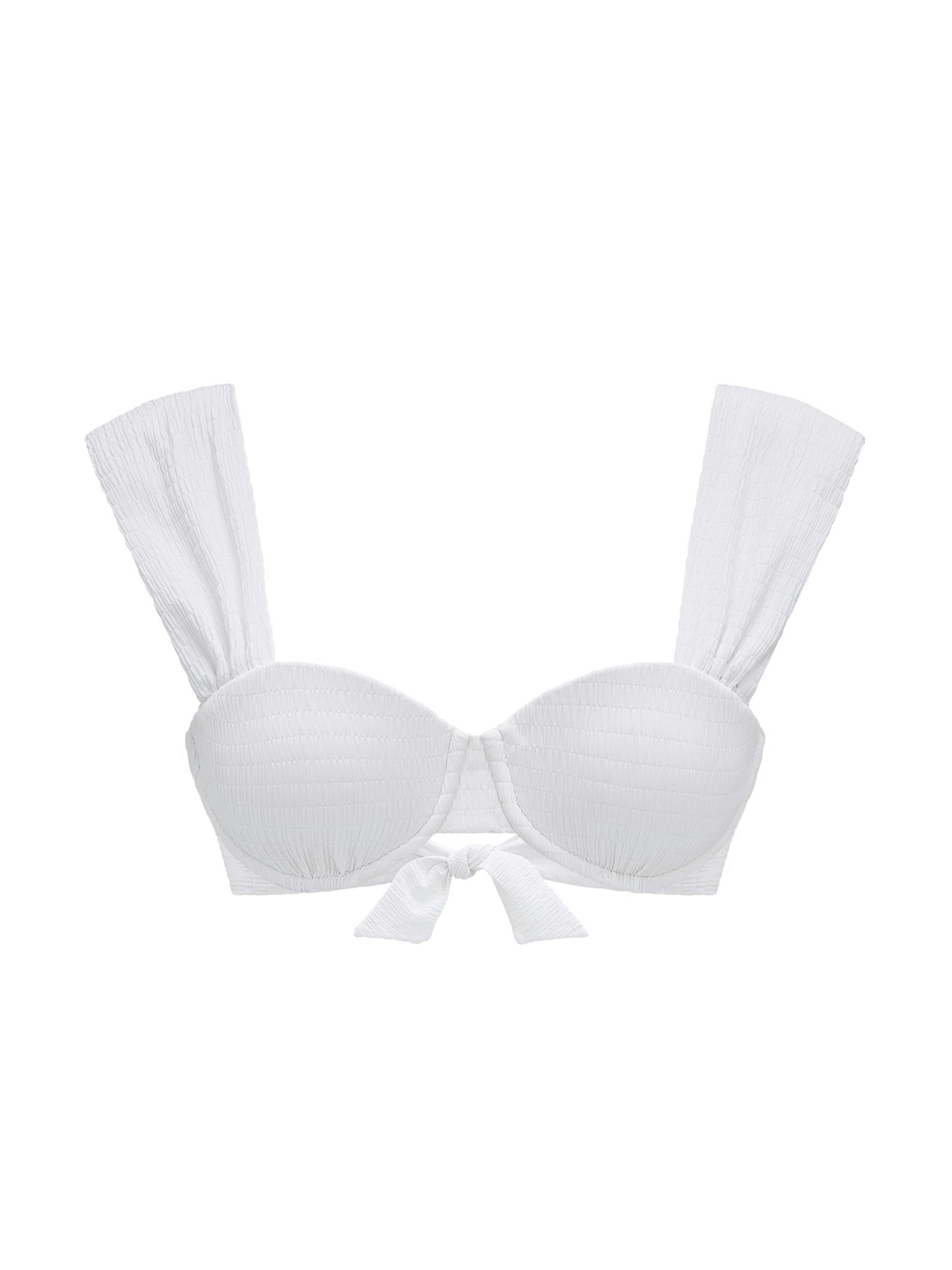Textured white Audrey bikini top