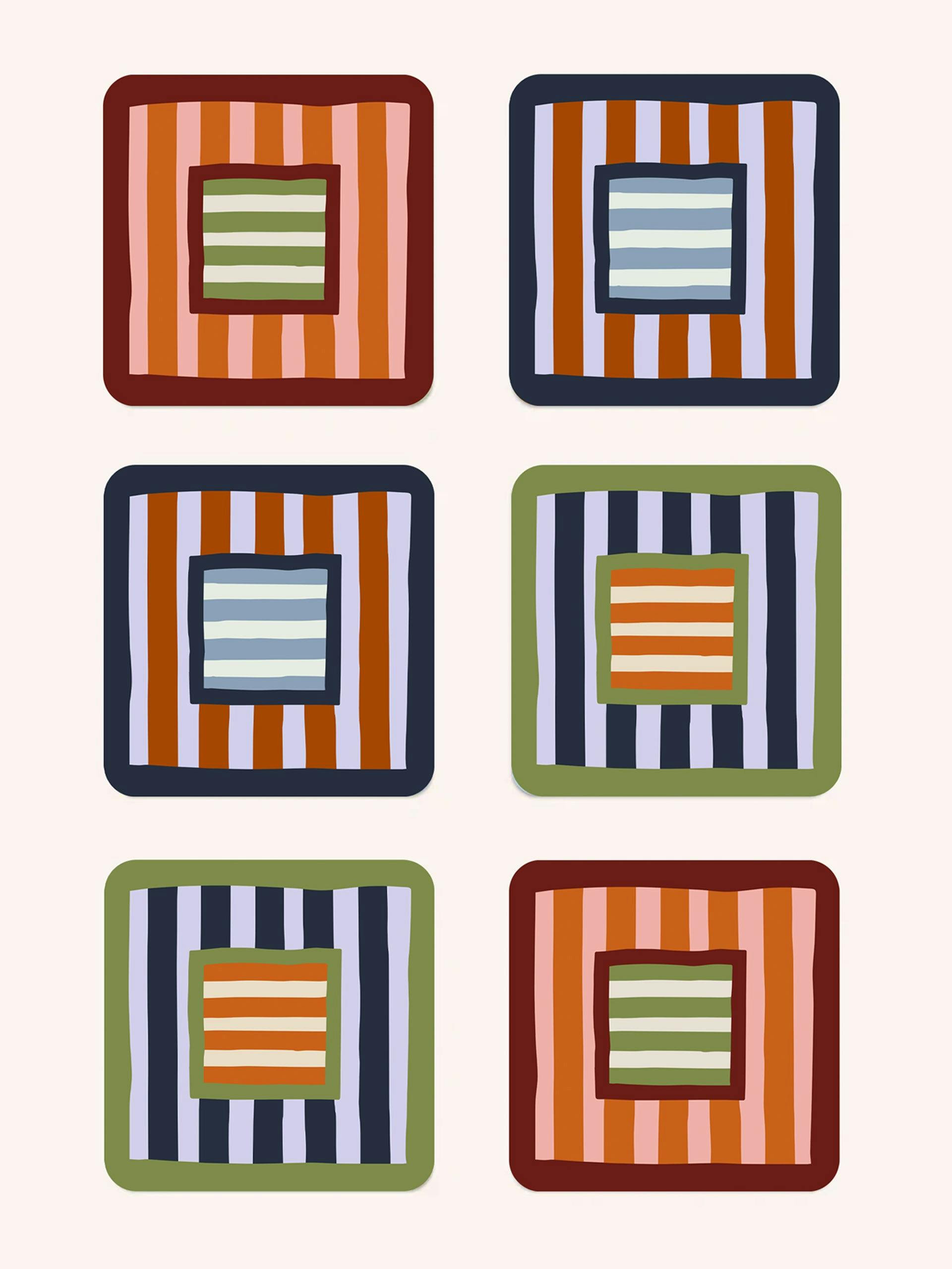 Square & Stripe coasters (set of 6)