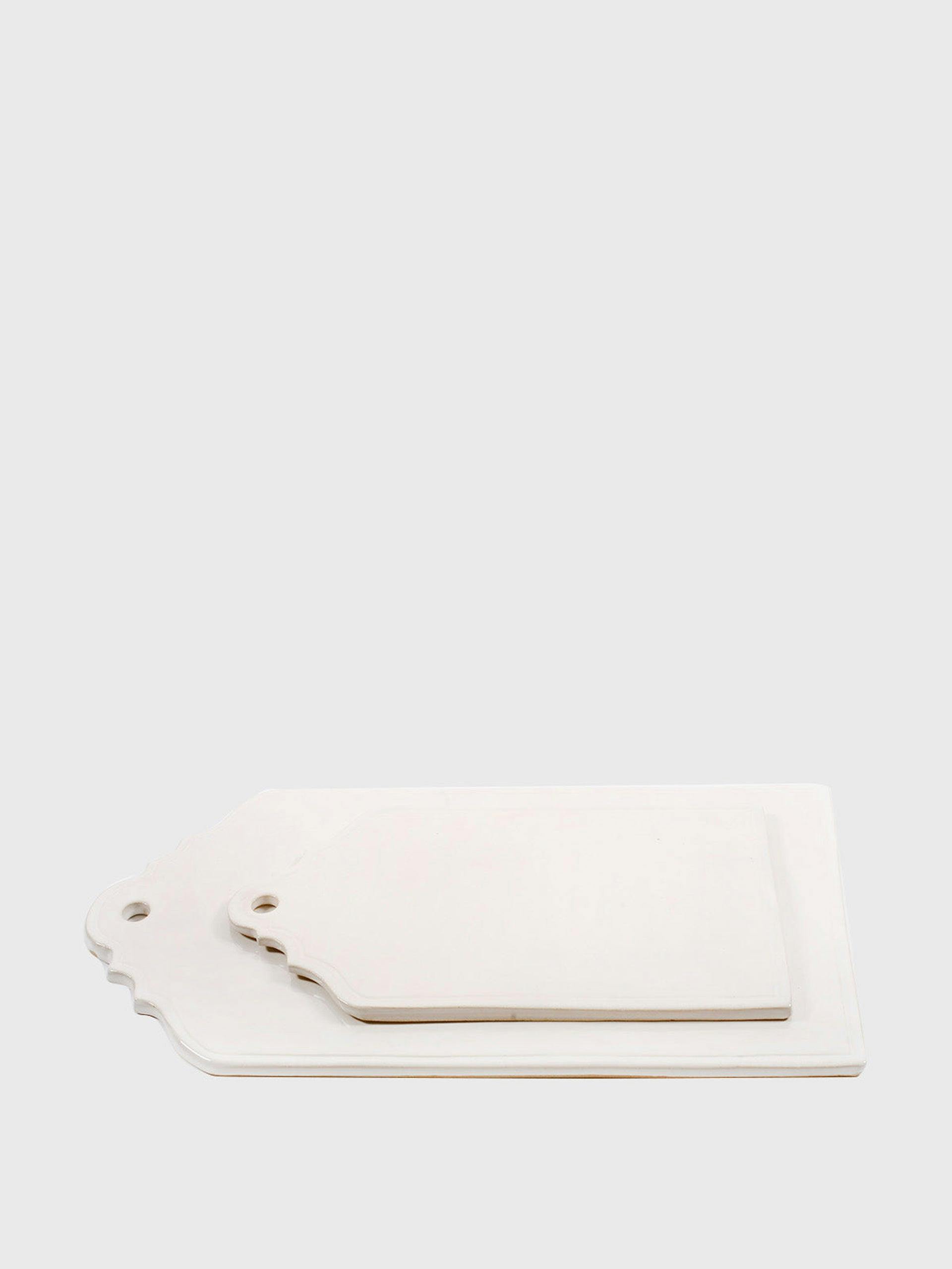 Large white ceramic cheese board