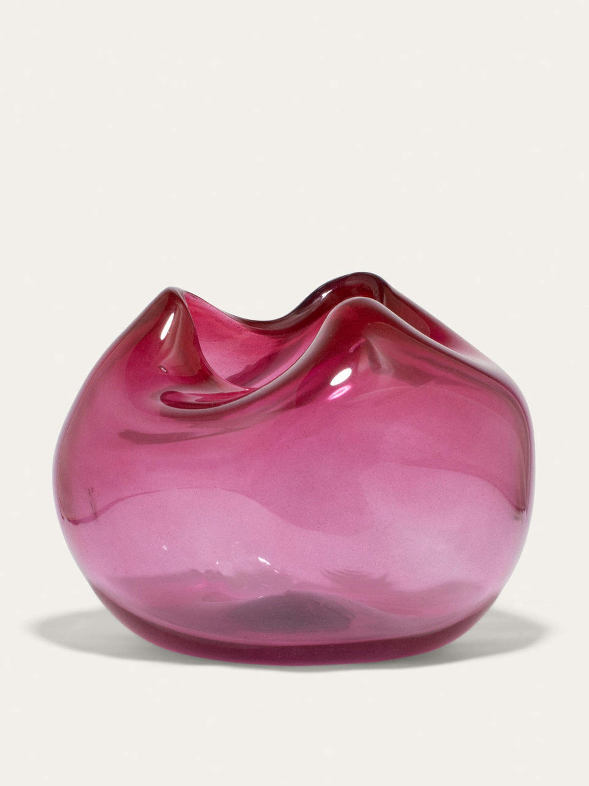 "The Bubble to End all Bubbles" recycled glass vase in magenta