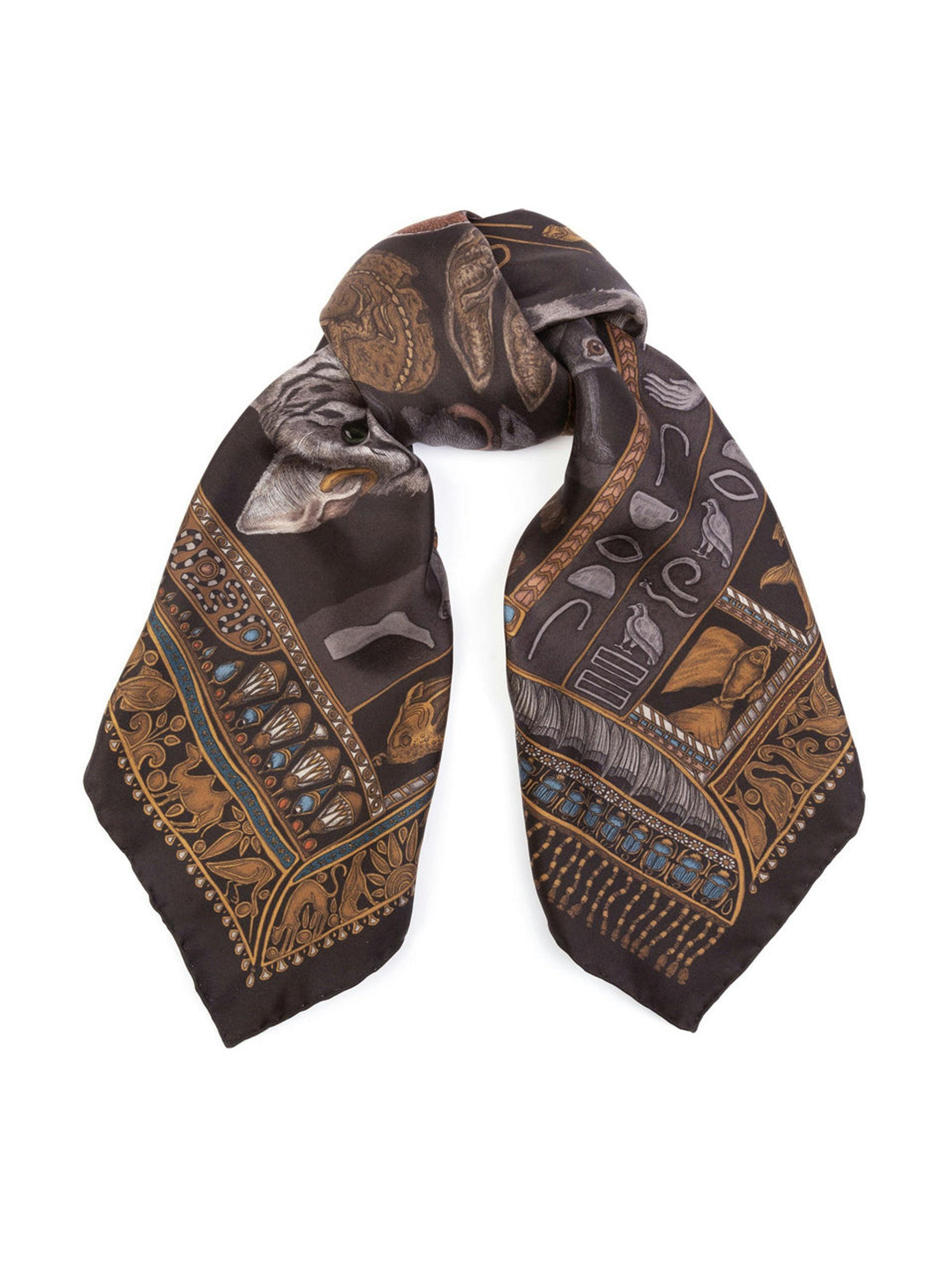 Bastet's Bounty silk twill 90cm scarf
