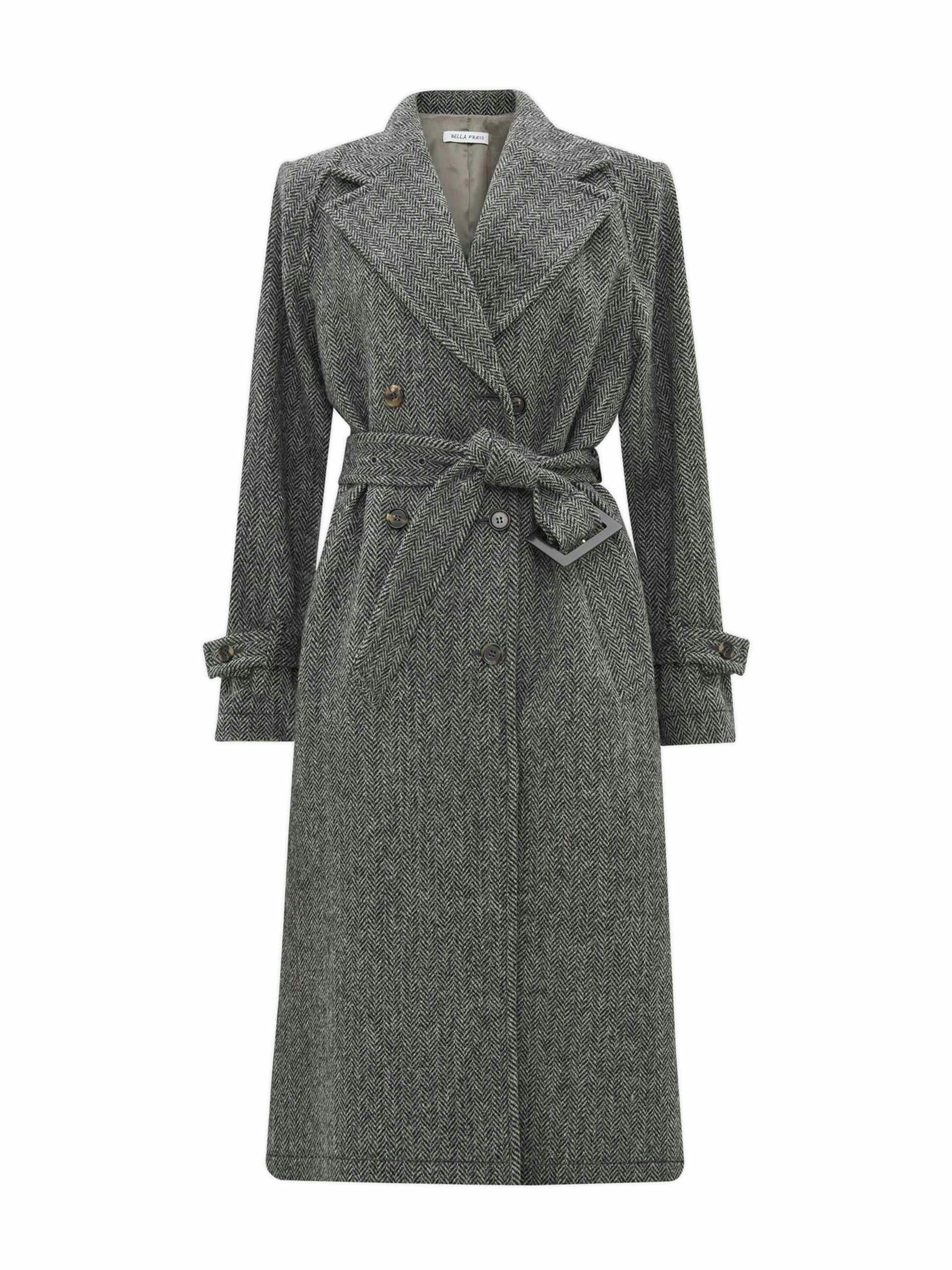 Herringbone tweed coat