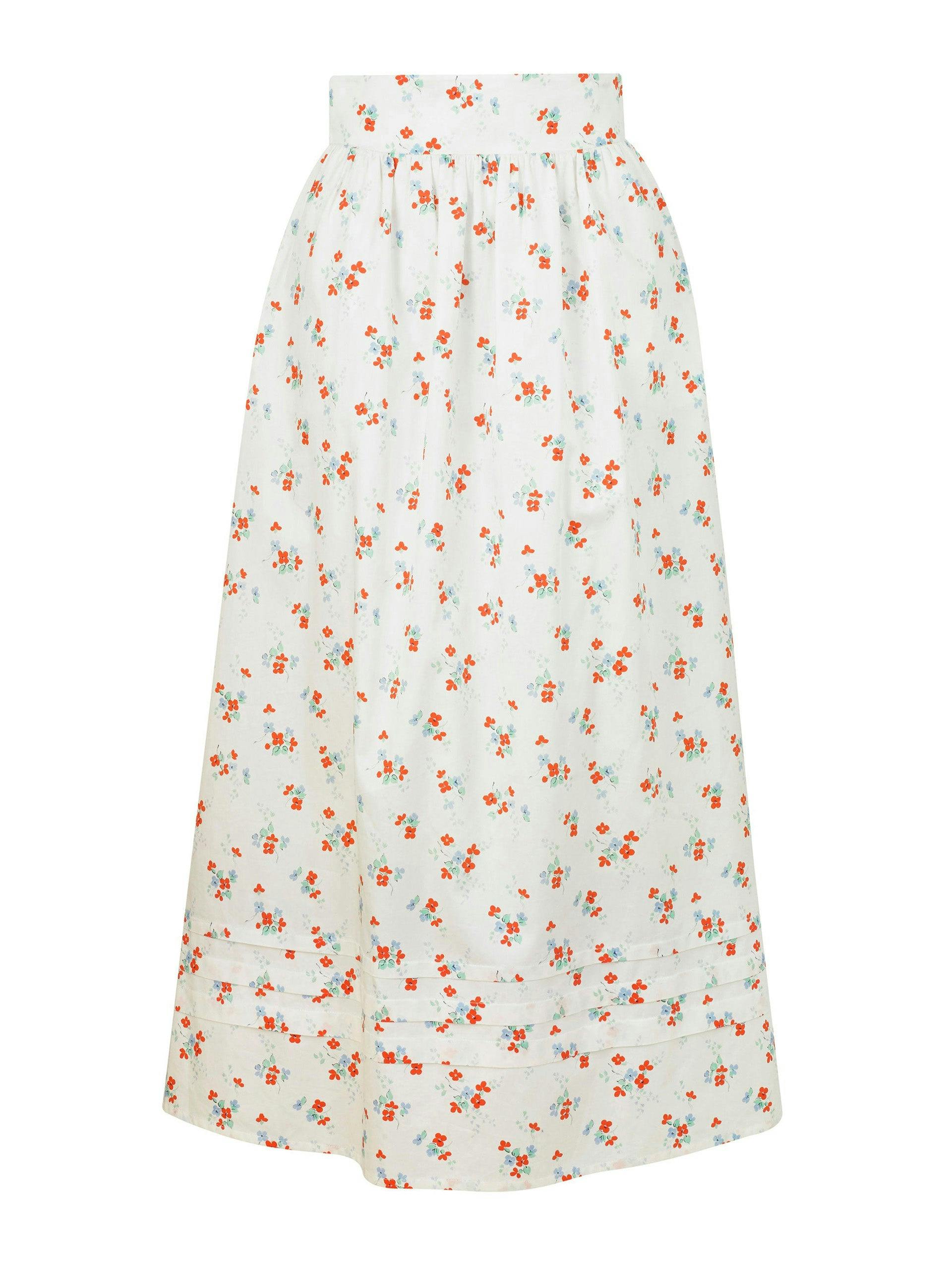 Bushka white floral print skirt
