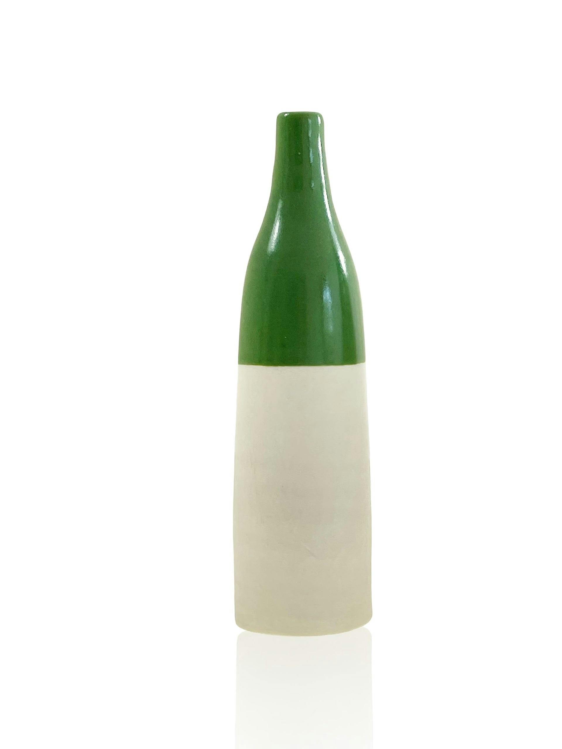 Ceramic Bottle Bud Vase in Spring Green